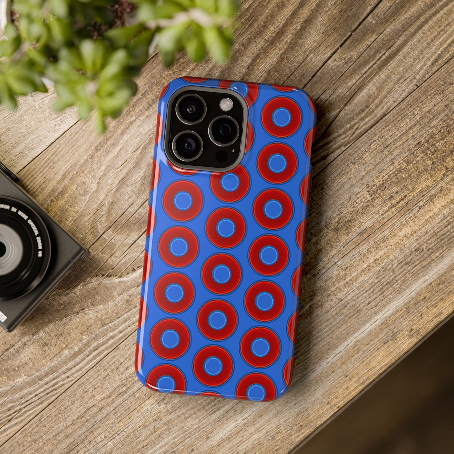 Magnetic Tough Donut Case - red vivid donut print w/medium royal blue background