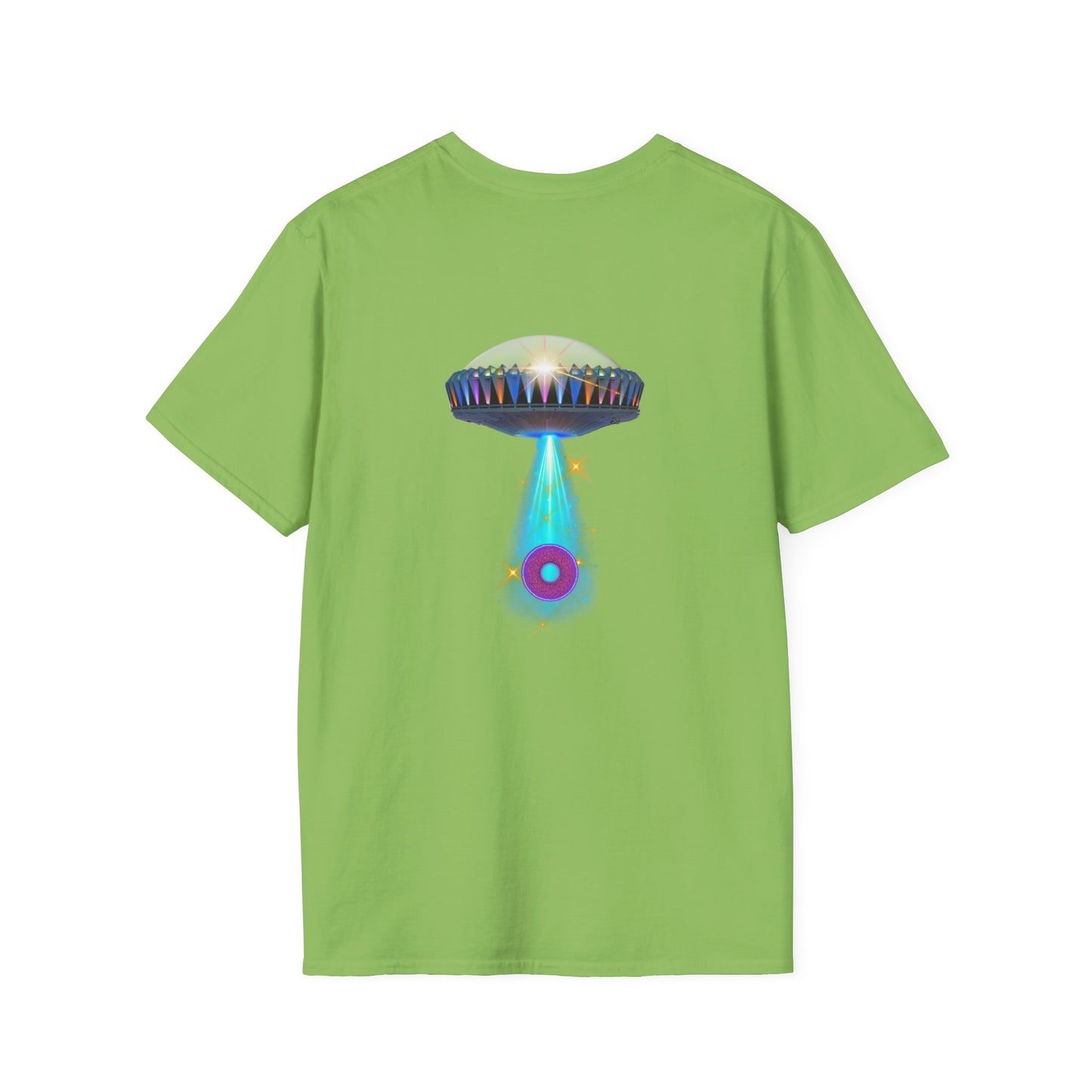 Classic Donut Tee - Unisex Soft-Style - "Donuts now Served on the Mothership" - series 1.0  - variant 6  - tractor-beamed donut