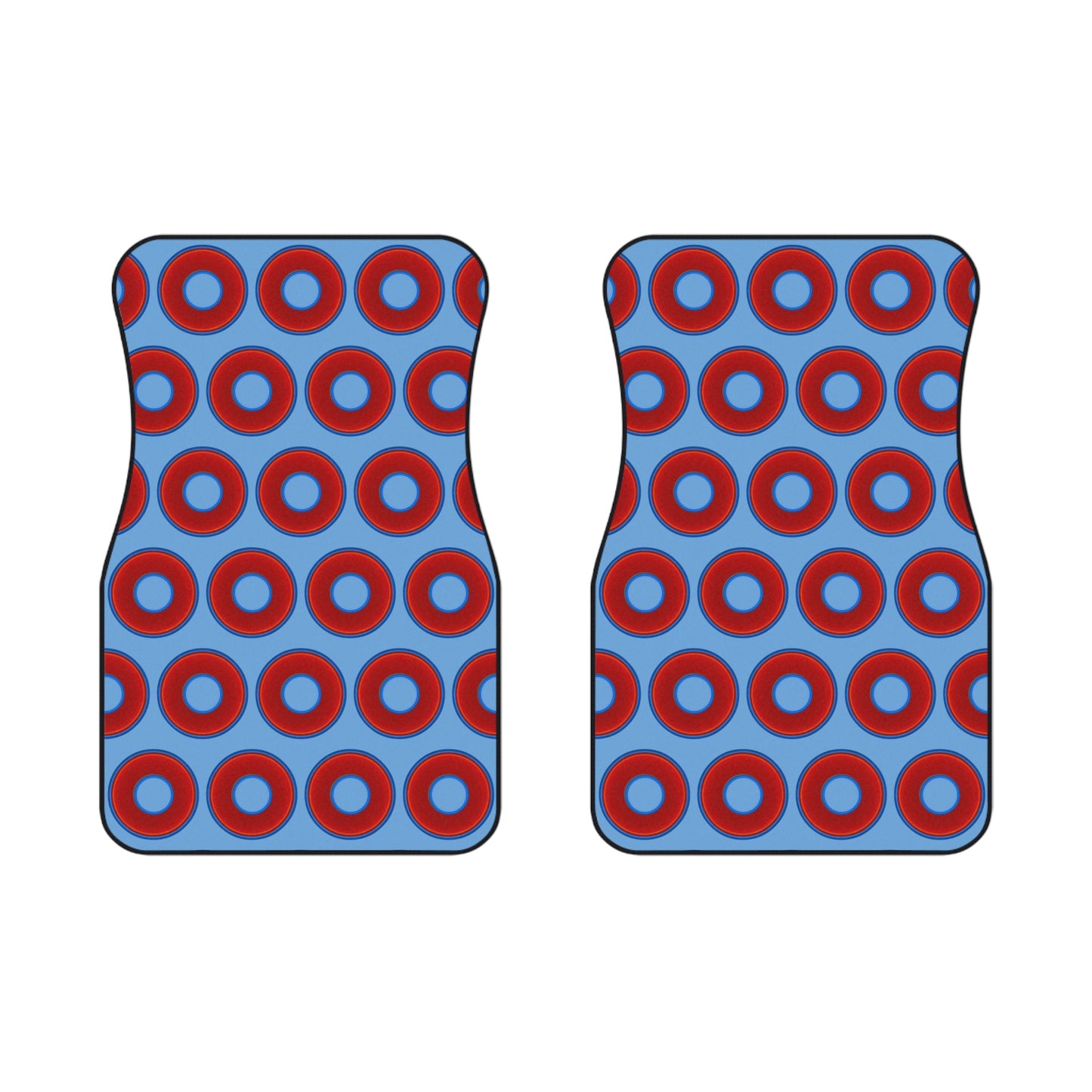 Contacted Car Mats - Set of 2/Front - vivid donut print w/light blue background
