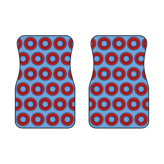 Contacted Car Mats - Set of 2/Front - vivid donut print w/light blue background