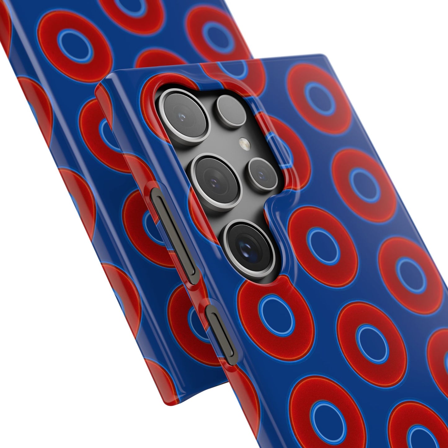 Lumpy Donut Snap Case - red vivid donut print w/dark blue background