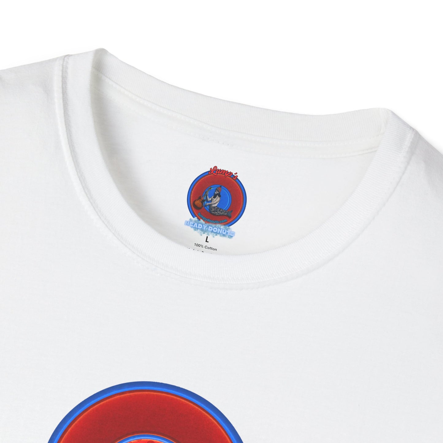 Classic Donut Tee - Unisex Soft-Style - "Spinning in Circles" - vivid paradox donut pattern