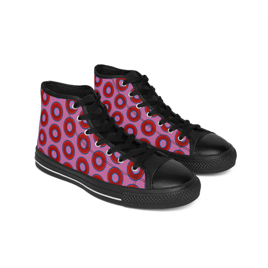 Cushiony Convectors - High Tops - red vivid donuts w/pink background