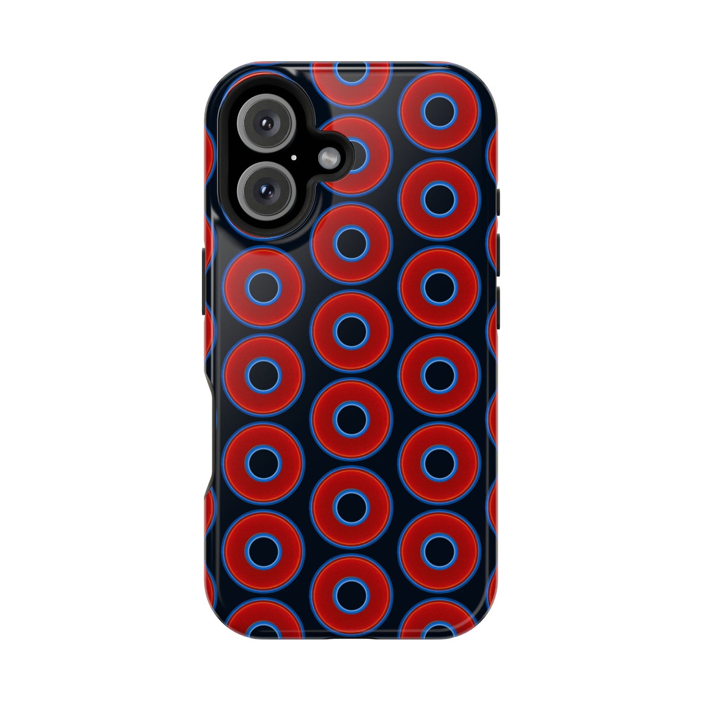 Magnetic Tough Donut Case - red vivid donut print w/blue charcoal background