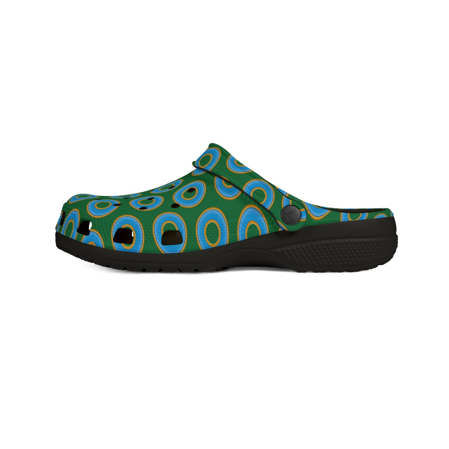 Spatchcocks - donut slip-on shoes - light blue rustic donuts w/green background [unisex]