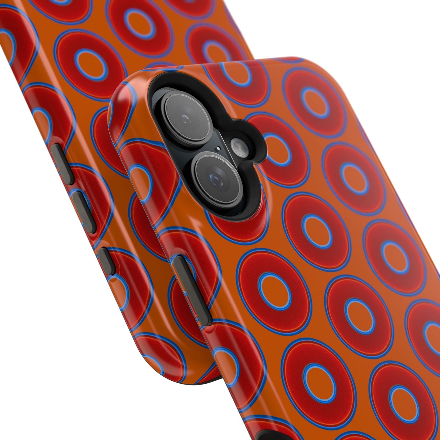 Magnetic Tough Donut Case - red vivid donut print w/dark orange background