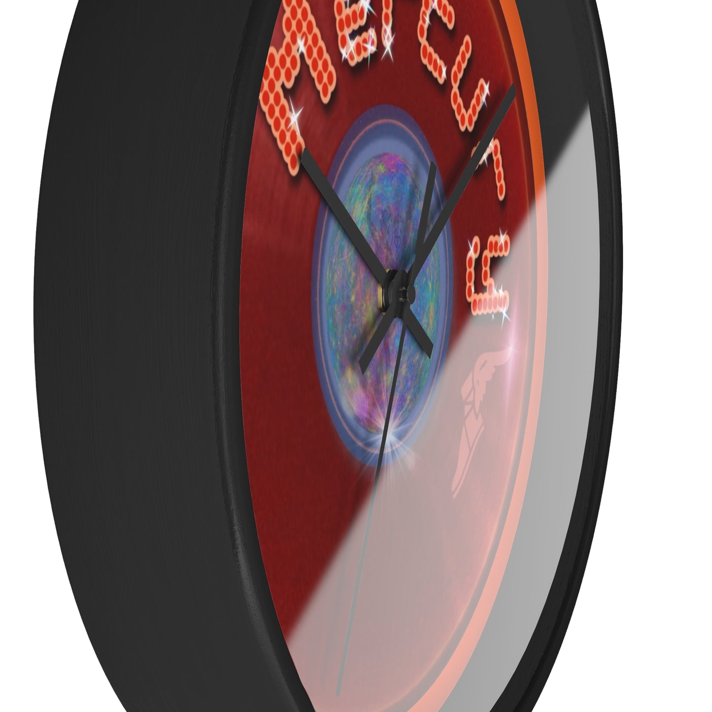 Lumpy Wall Clock - "Donuts of the Gods" - variant 2 - red vivid donut w/dark orange background