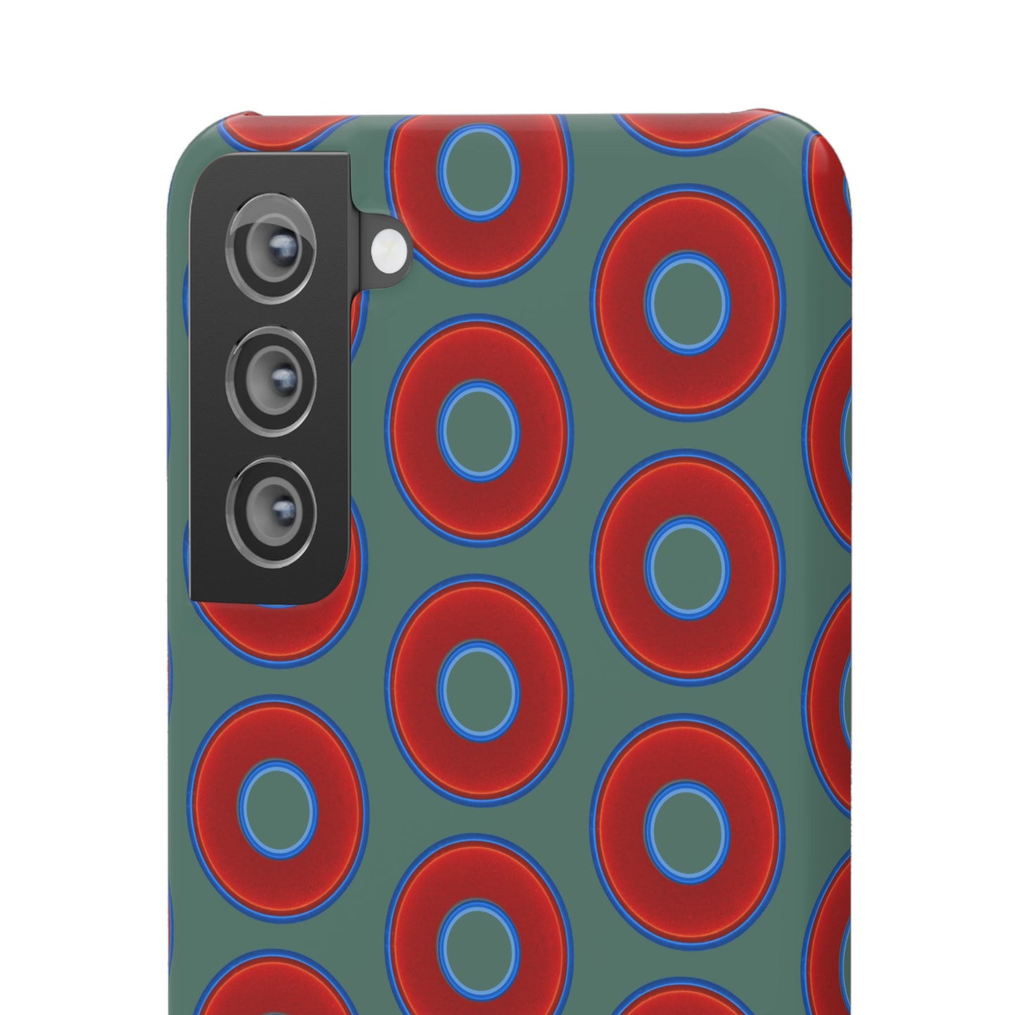 Lumpy Donut Snap Case - red vivid donut print w/Fenway green background