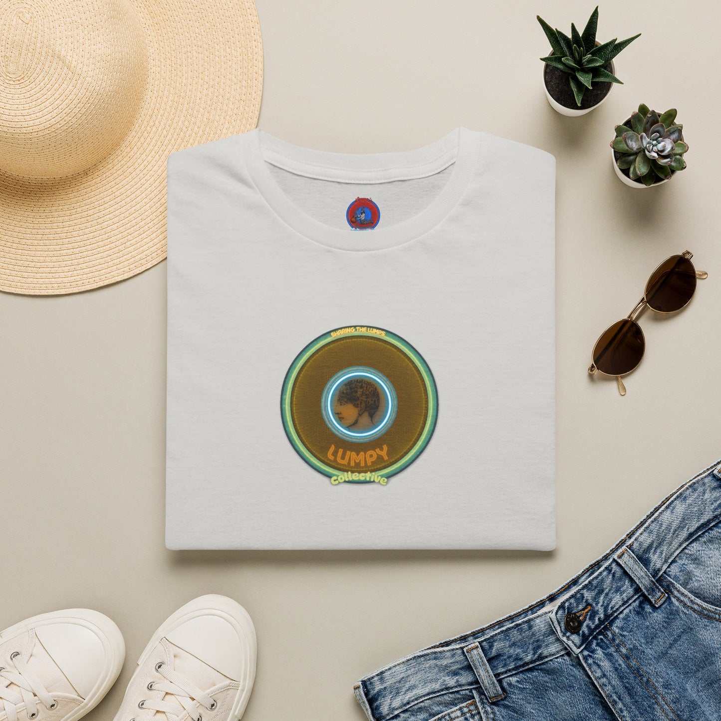 Classic Donut Tee - Unisex Soft-Style - "Lumpy Collective Donut" - bronze/green lumpy donut - variant 5