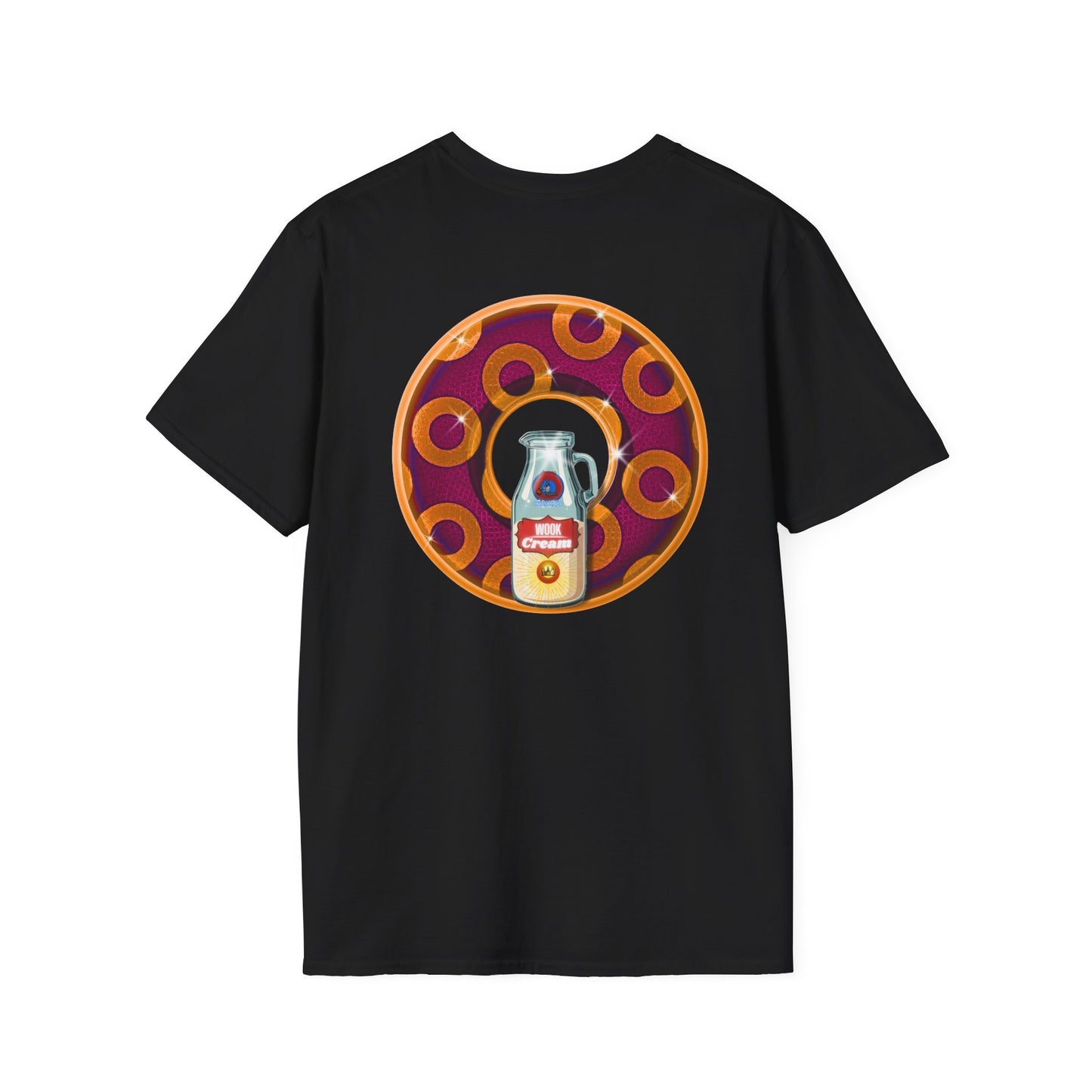 Classic Donut Tee - Unisex Soft-Style - "Princely Wooked Cream - YEMSG Donut " - burgundy/orange rustic paradox donut - variant 1