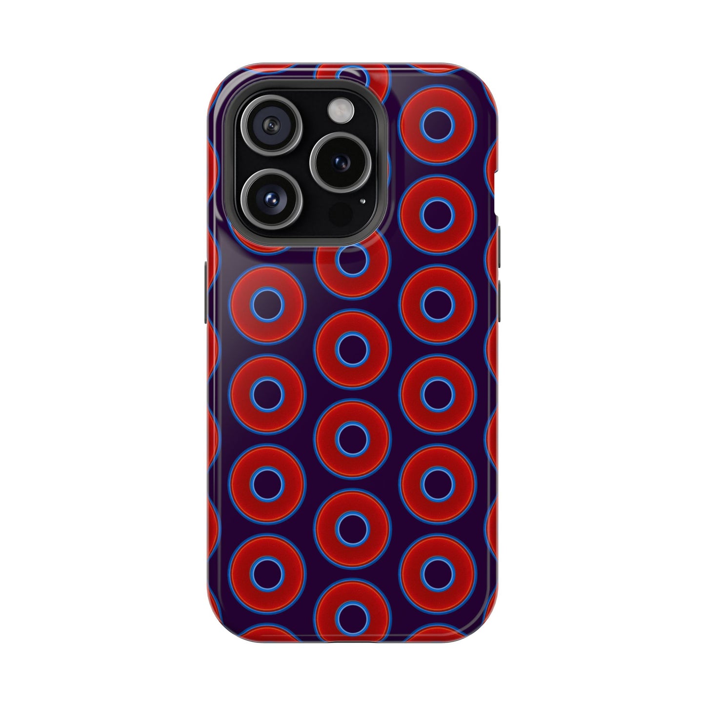 Impact-Resistant Lumpy Donut Case - red vivid donut print w/midnight purple background