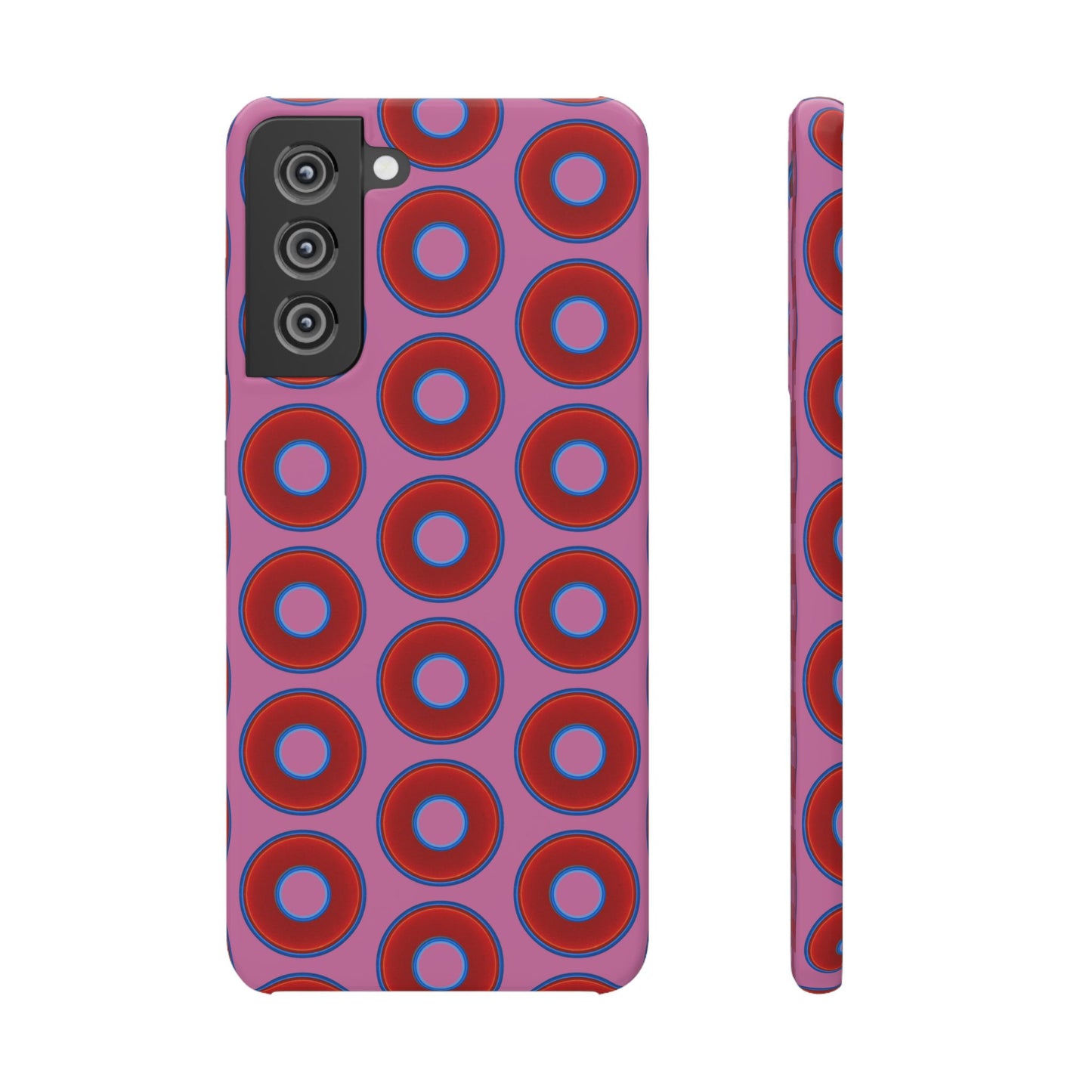 Lumpy Donut Snap Case - red vivid donut print w/light pink background