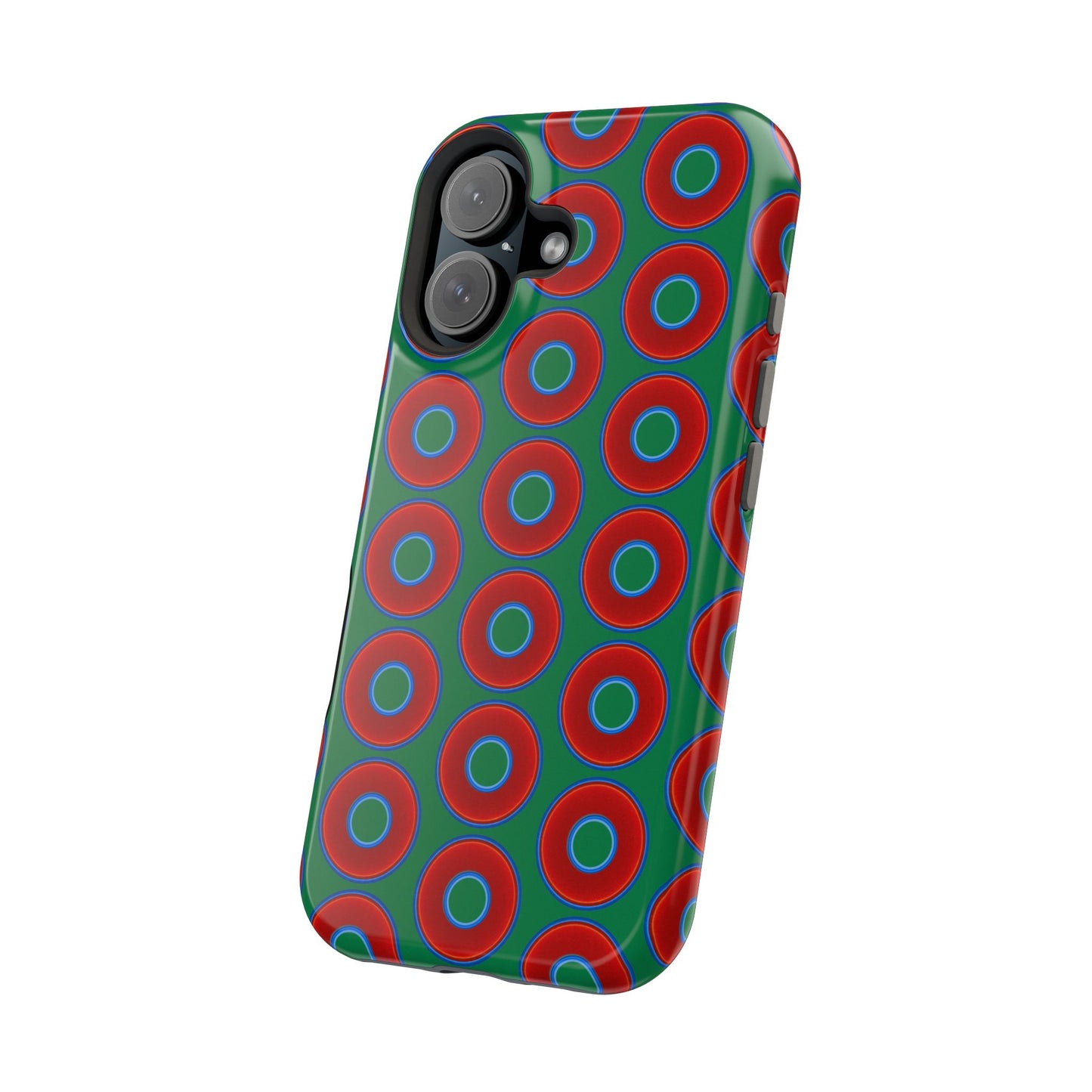 Magnetic Tough Donut Case - red vivid donut print w/green background