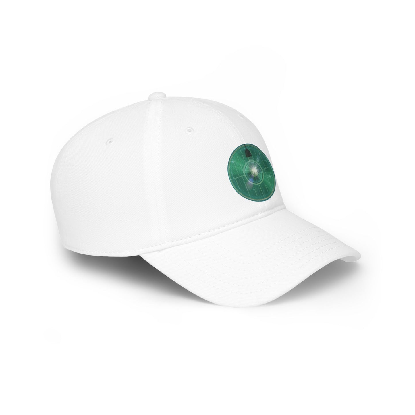 Lumpy Donut Baseball Cap - "Harry Hoodlum Donut Cap" - variant 3 - vivid green blue donut w/light & words