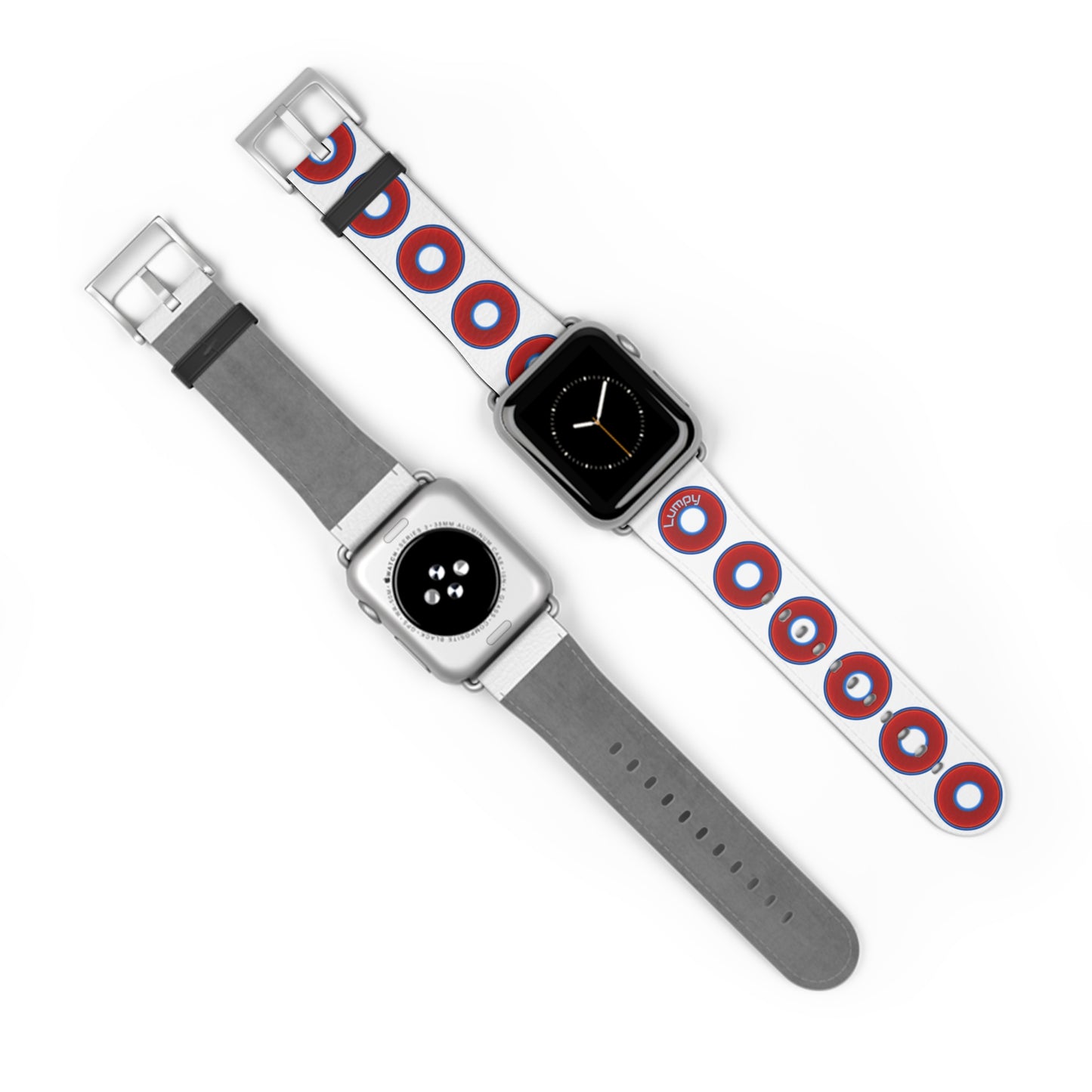 Lumpy Donut Wristband - compatible w/apple watch - red vivid donuts w/white background