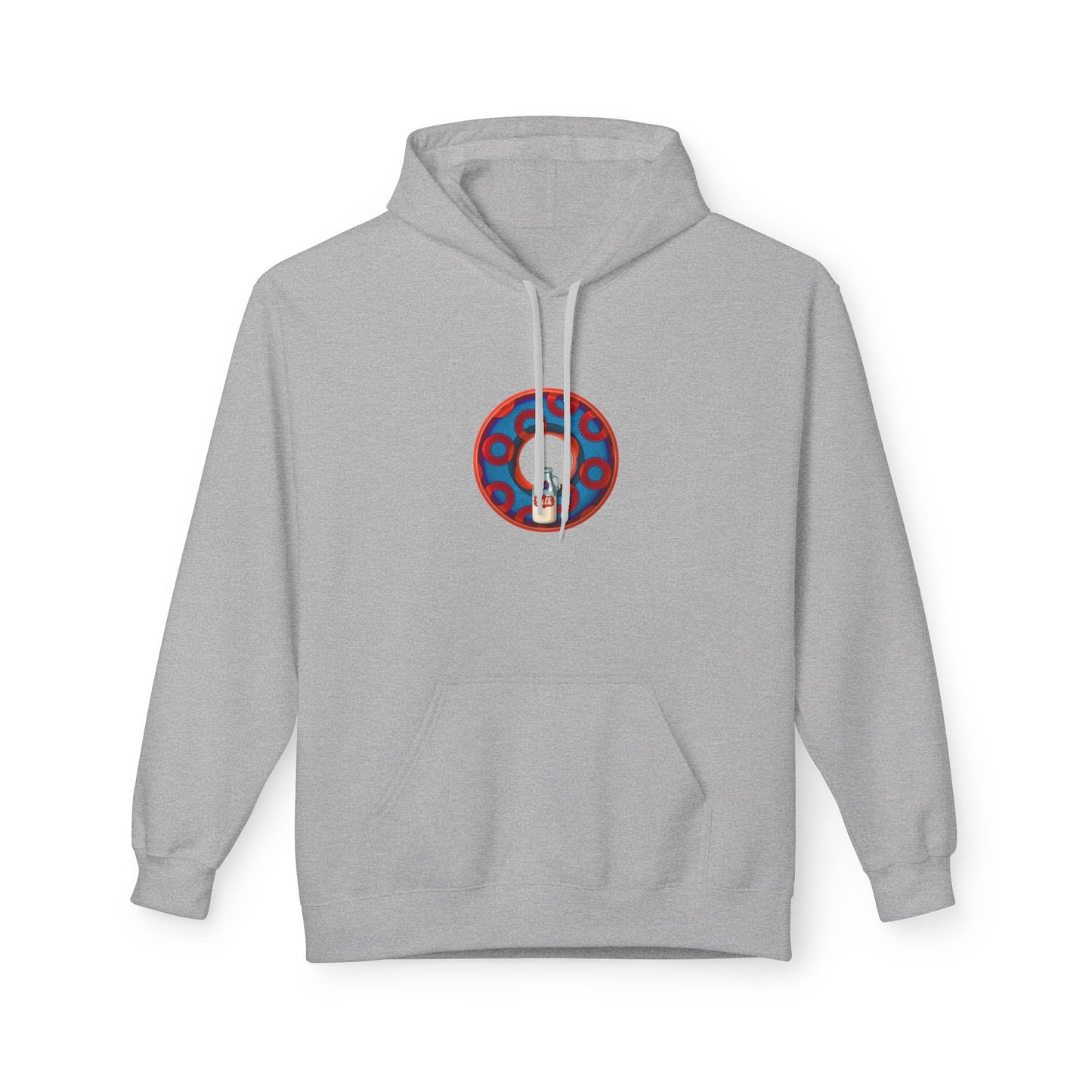 Fleece Harry Hoodies [Midweight Soft-style] - "Wooked Cream Dairy - YEMSG Donut" - blue/red rustic paradox donut - variant 1