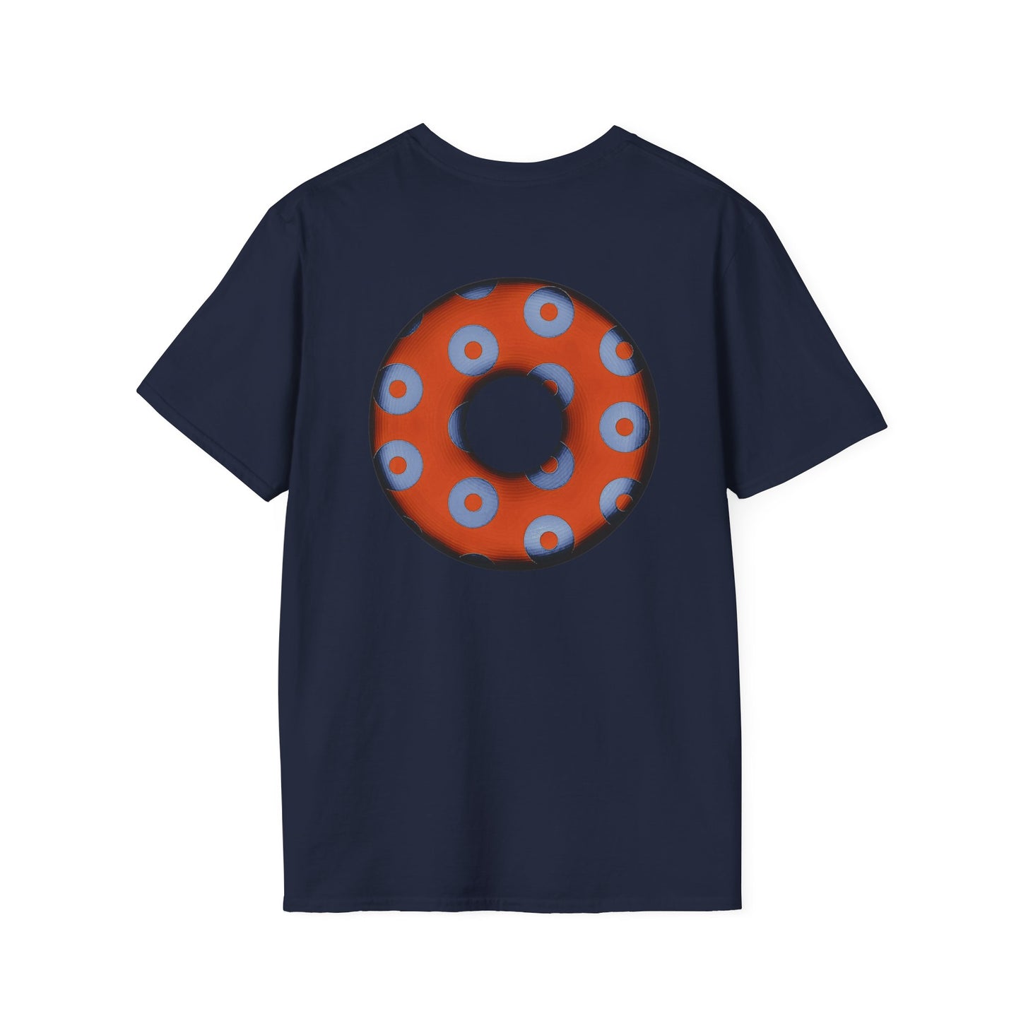 Plain Donuts/Unisex Soft-Style - "Plain Blimpy Paradoxical Donuts" - light blue/orange donuts