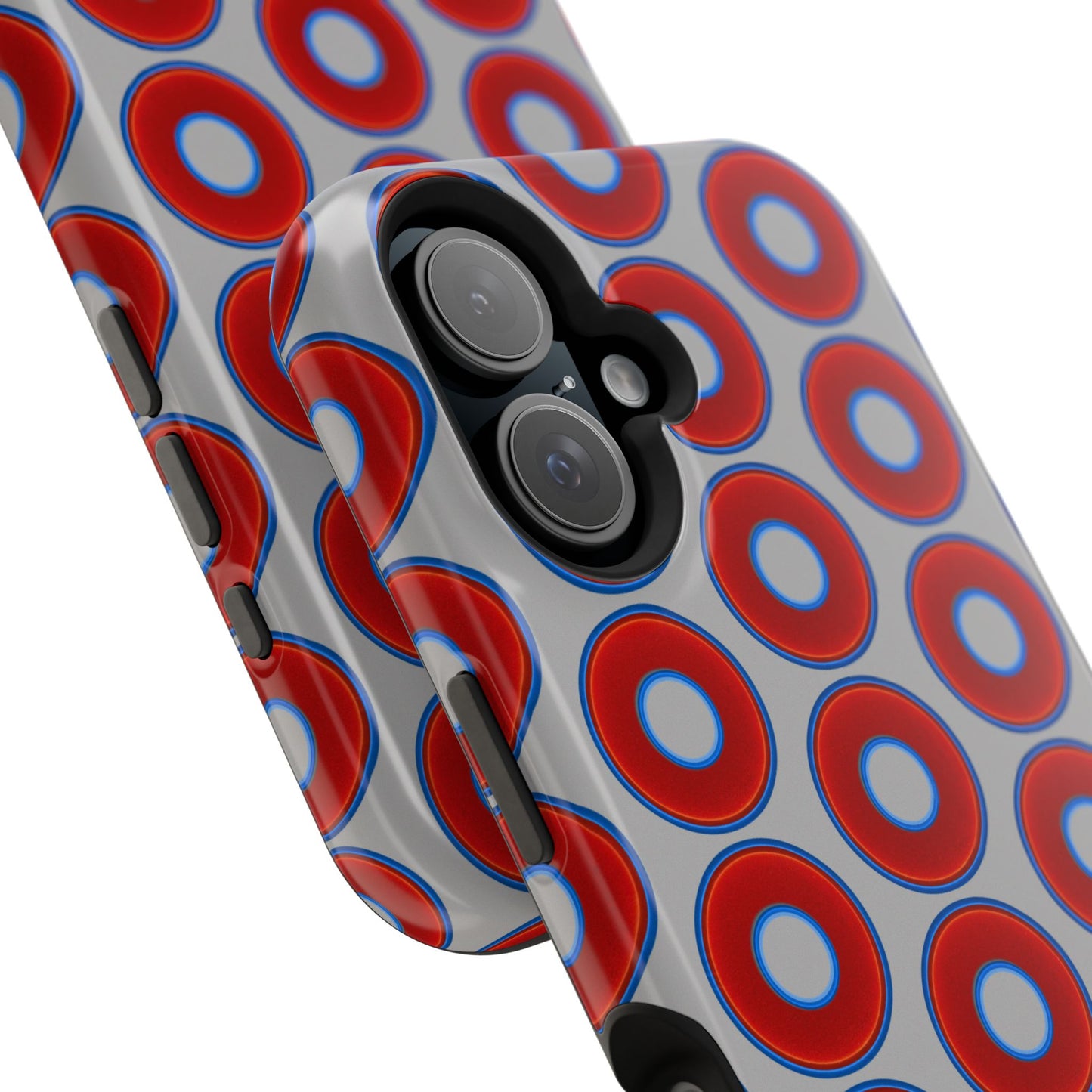 Magnetic Tough Donut Case - red vivid donut print w/light gray background