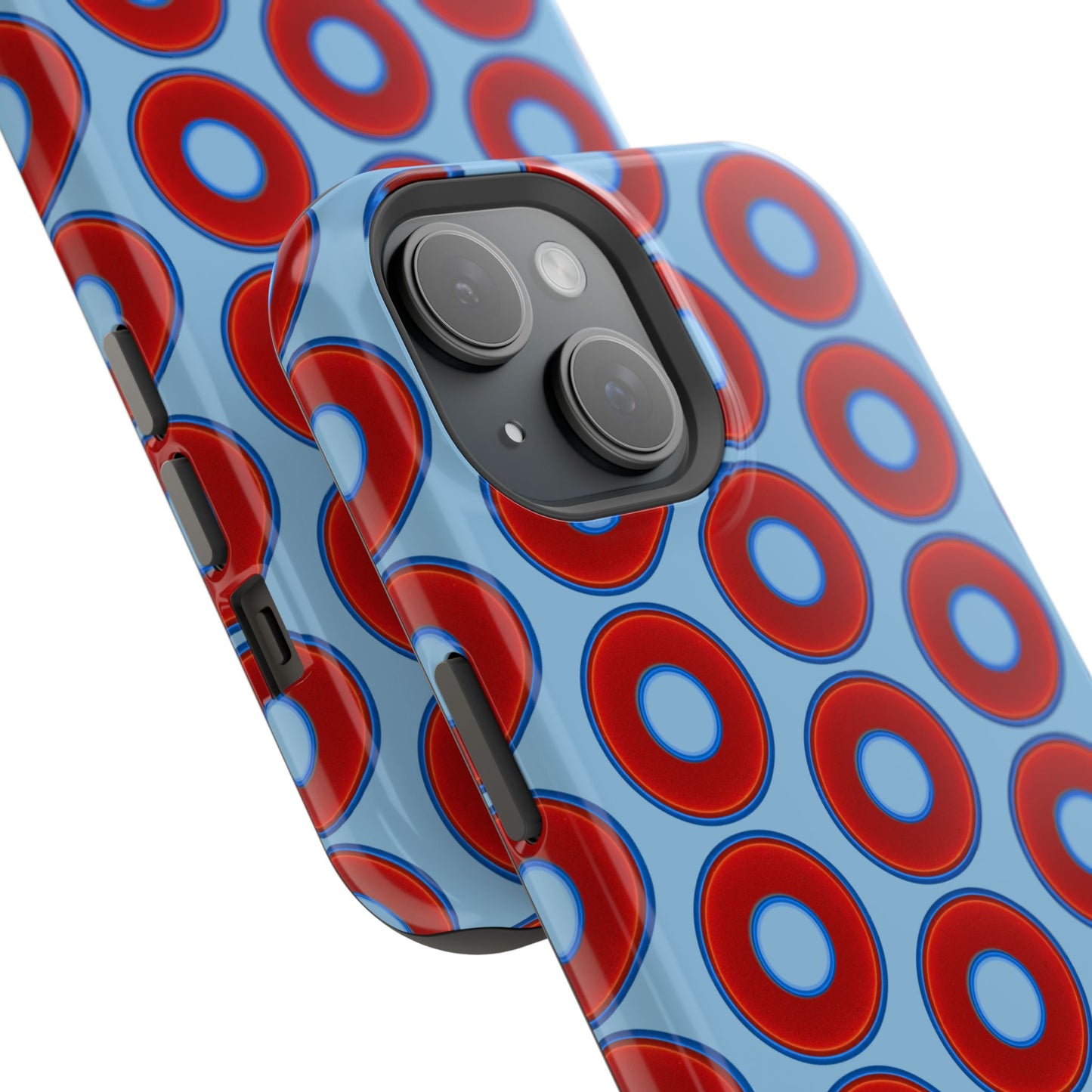 Magnetic Tough Donut Case - red vivid donut print w/sky blue background