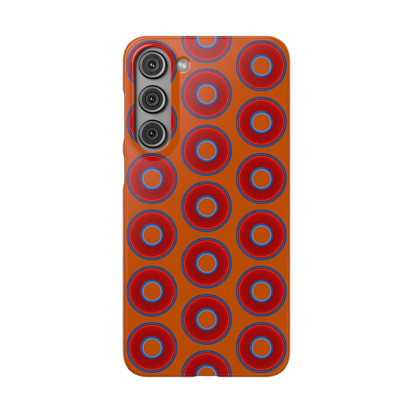 Lumpy Donut Snap Case - red vivid donut print w/dark orange background