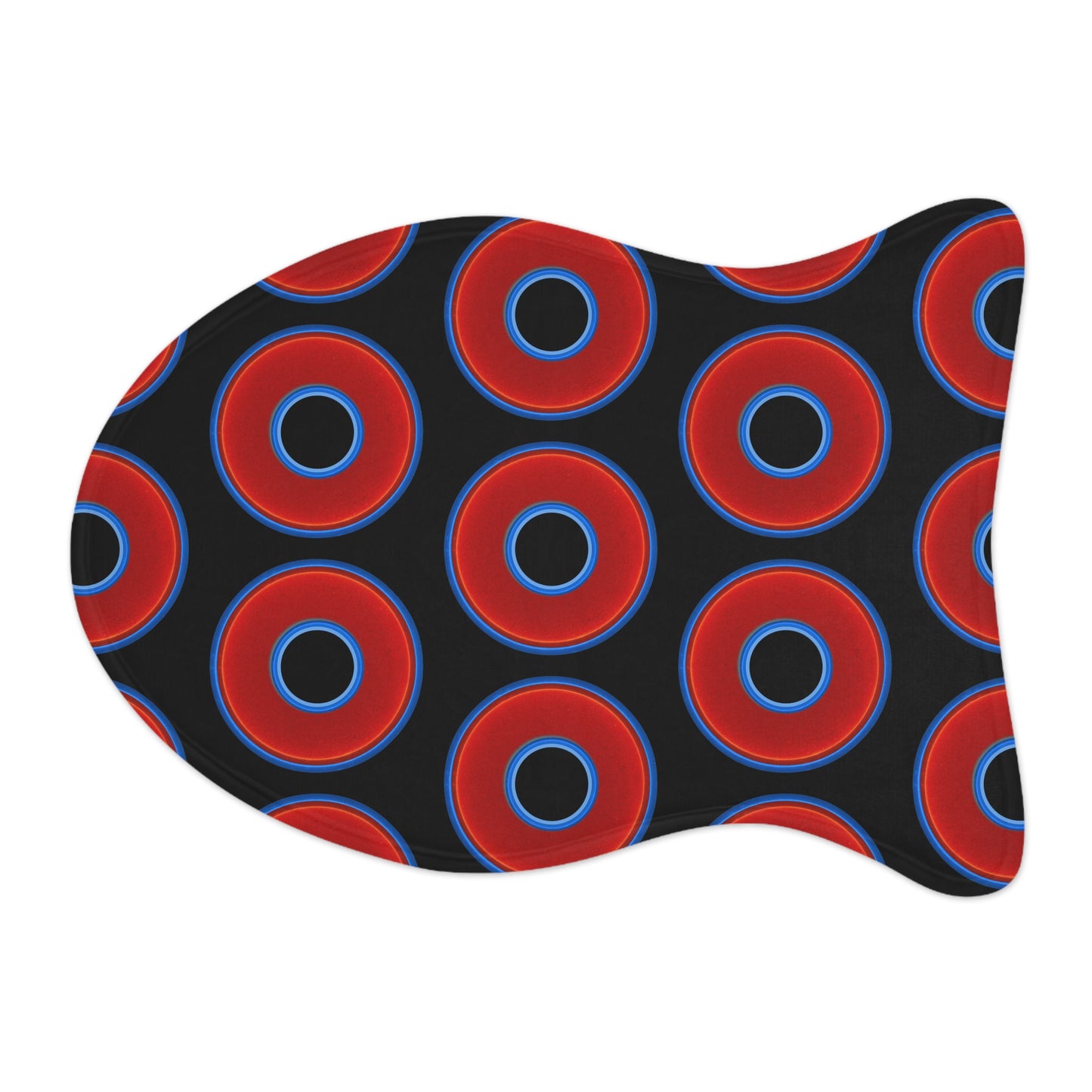 Wendy's Lumpy Pet Feed Mat - vivid red donuts w/black background