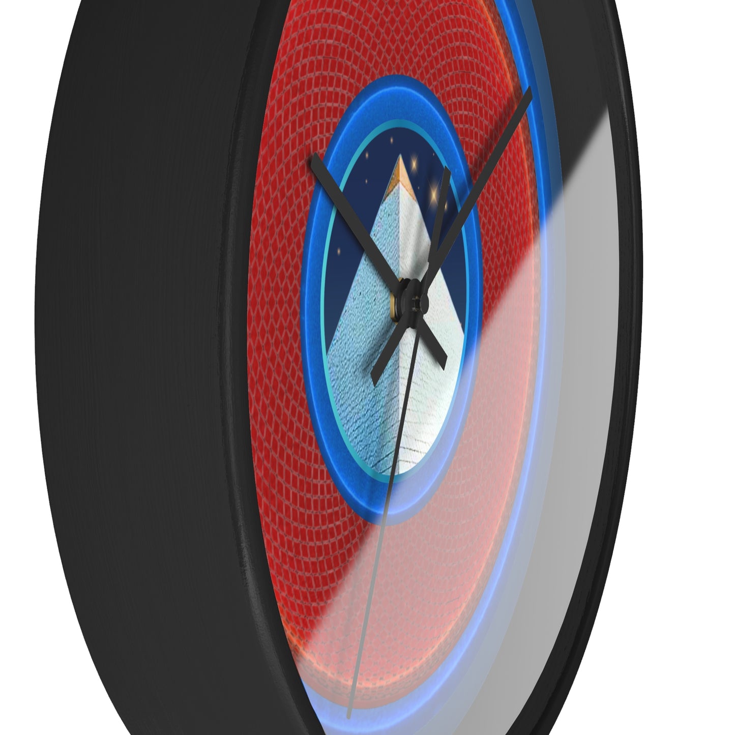 Lumpy Wall Clock - "Limestone Donuts Clocks so Large" - variant 1 - red rustic donut w/light navy background