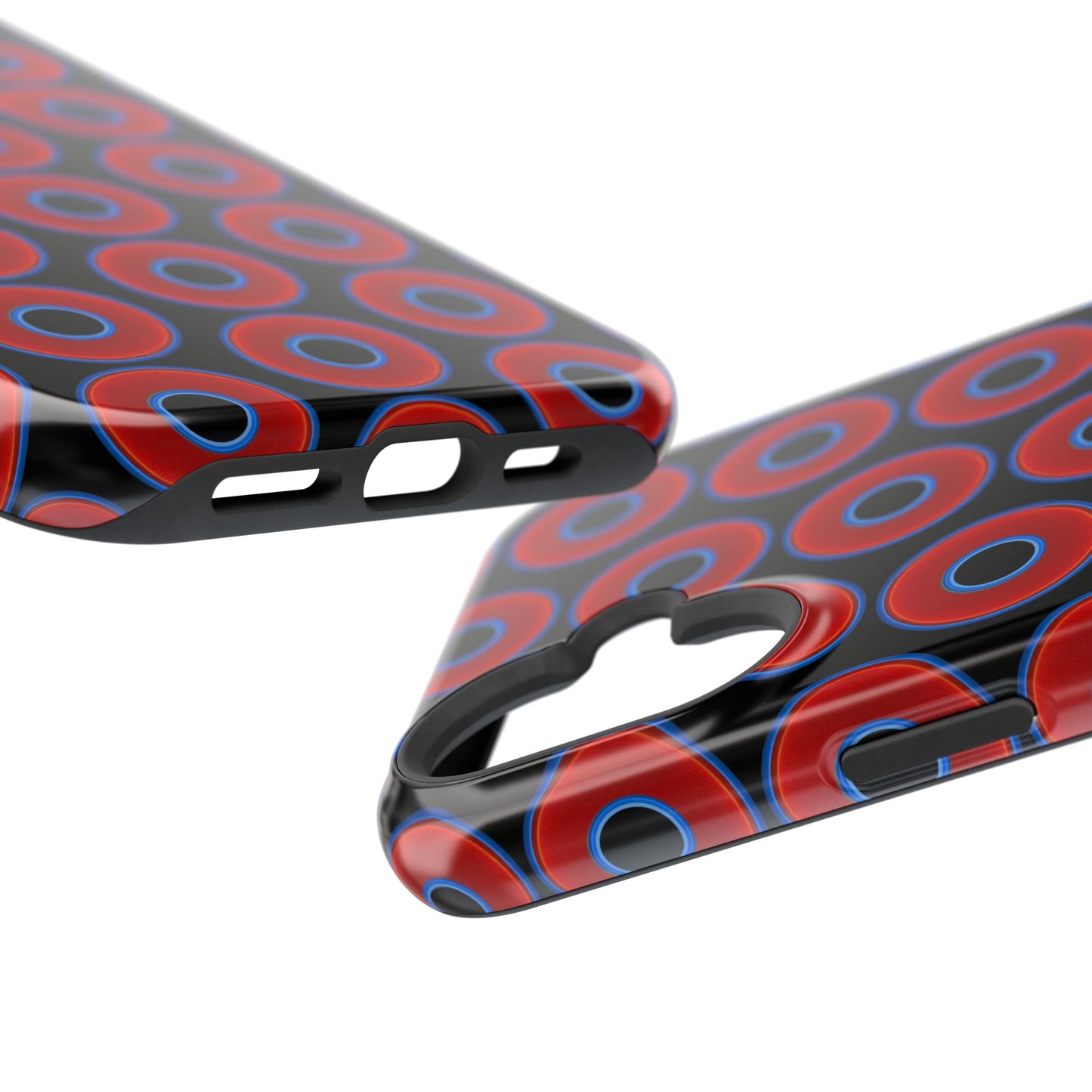 Magnetic Tough Donut Case - red vivid donut print w/black background