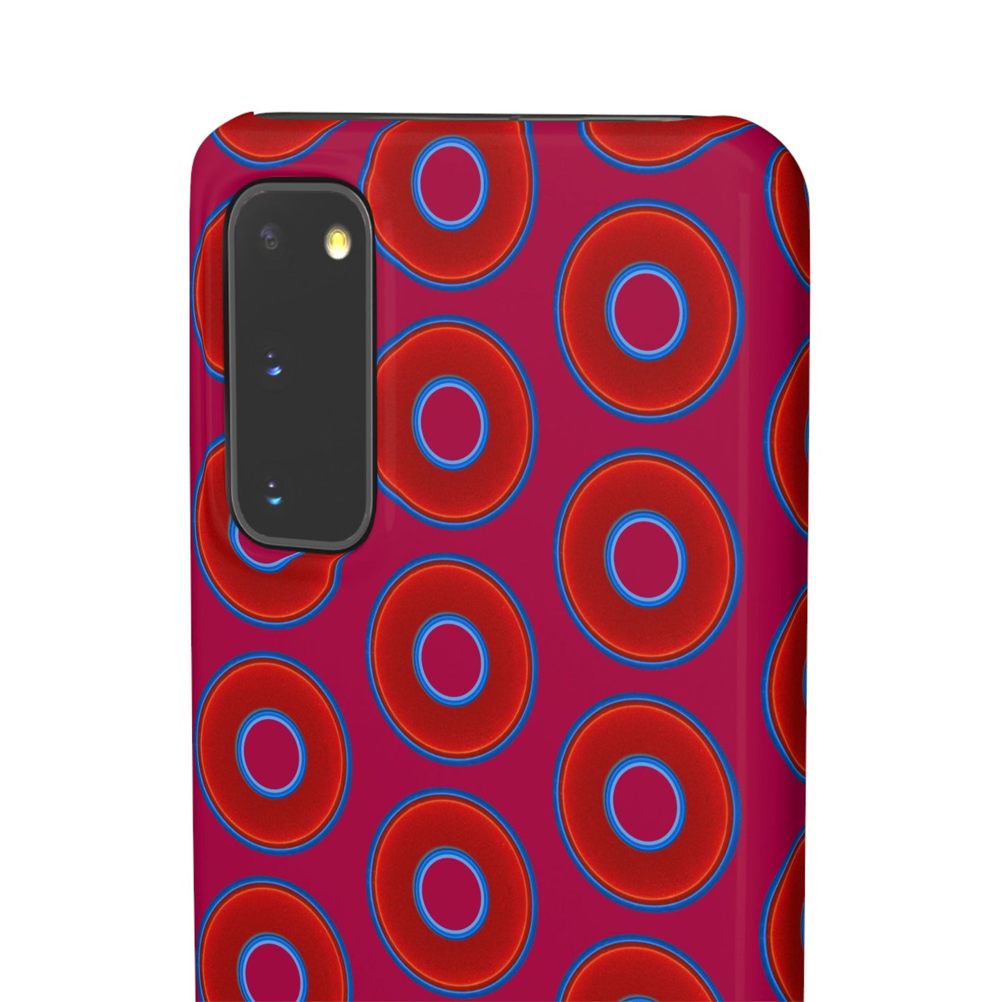 Lumpy Donut Snap Case - red vivid donut print w/dark magenta background