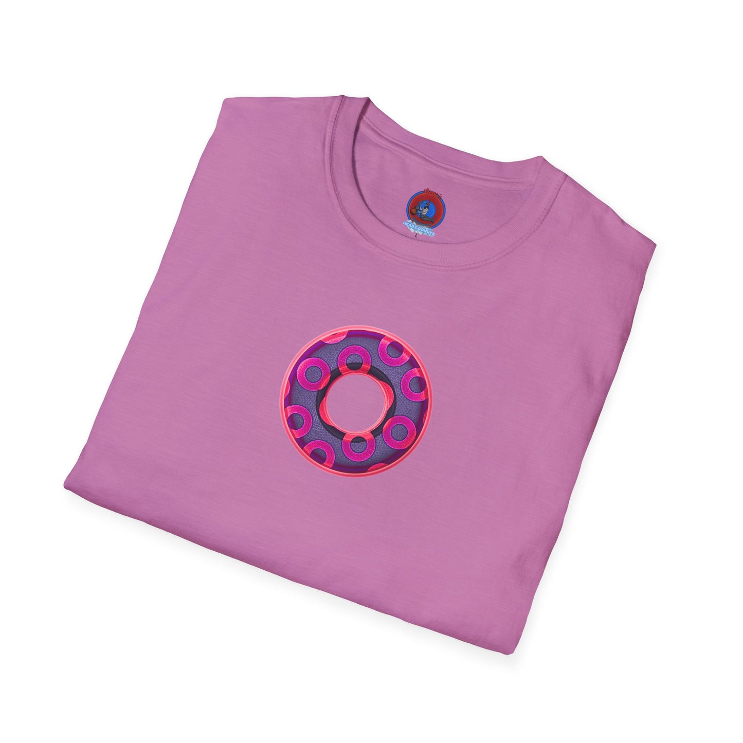 Plain Donuts/Unisex Soft-Style - "Plain Rustic Paradoxical Donuts" - magenta/dark purple donuts