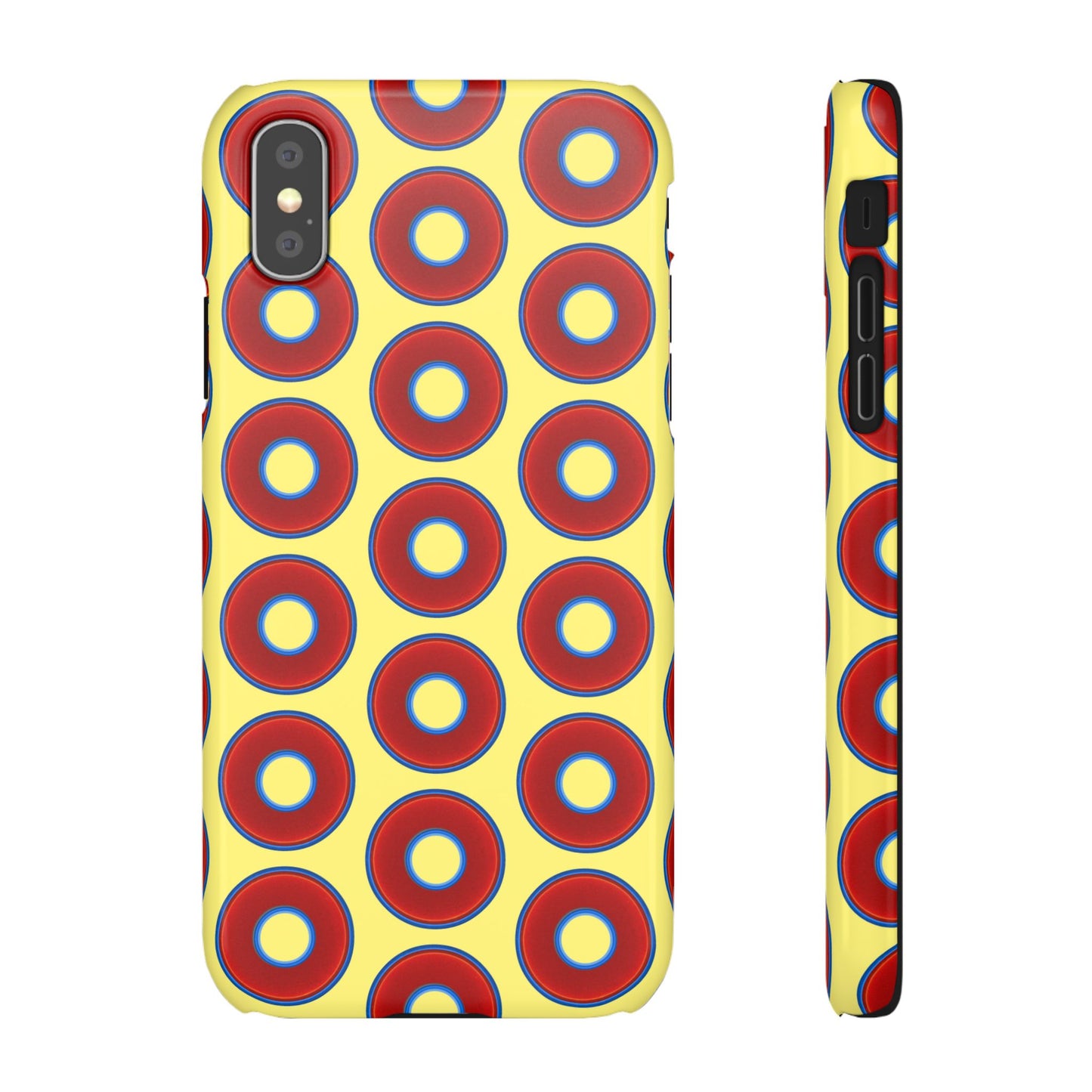 Lumpy Donut Snap Case - red vivid donut print w/yellow background