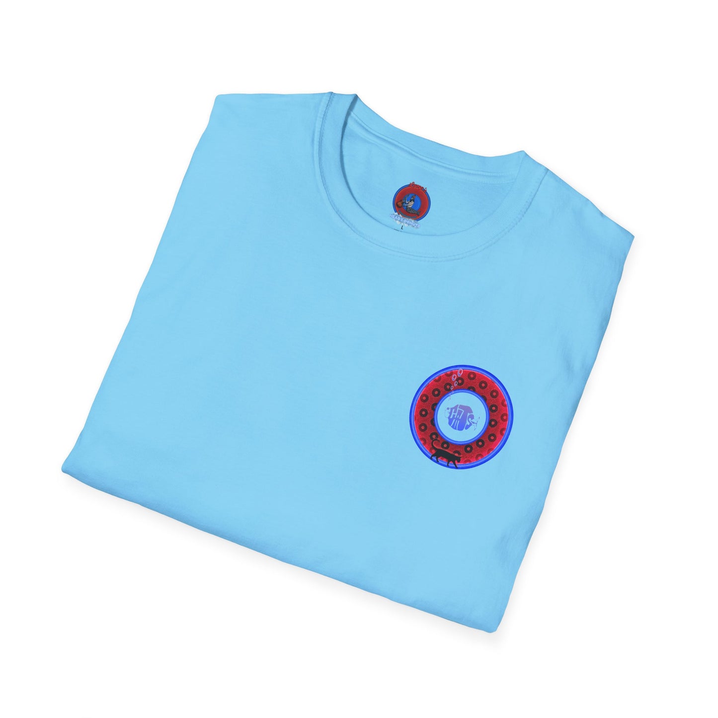 Classic Donut Tee - Unisex Soft-Style - "Cats: The Donut" - paradoxical red/blue widemouthed donut - variant 3