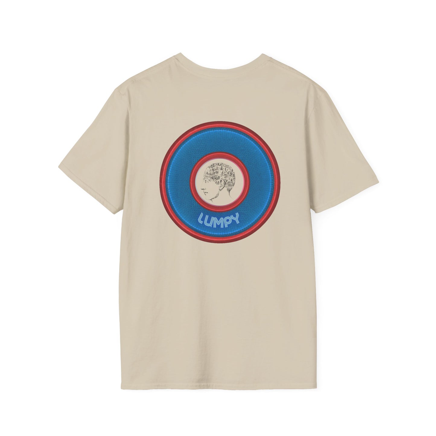 Classic Donut Tee - Unisex Soft-Style - "The Lumpy Donut" - variant 2 - blue/red donut