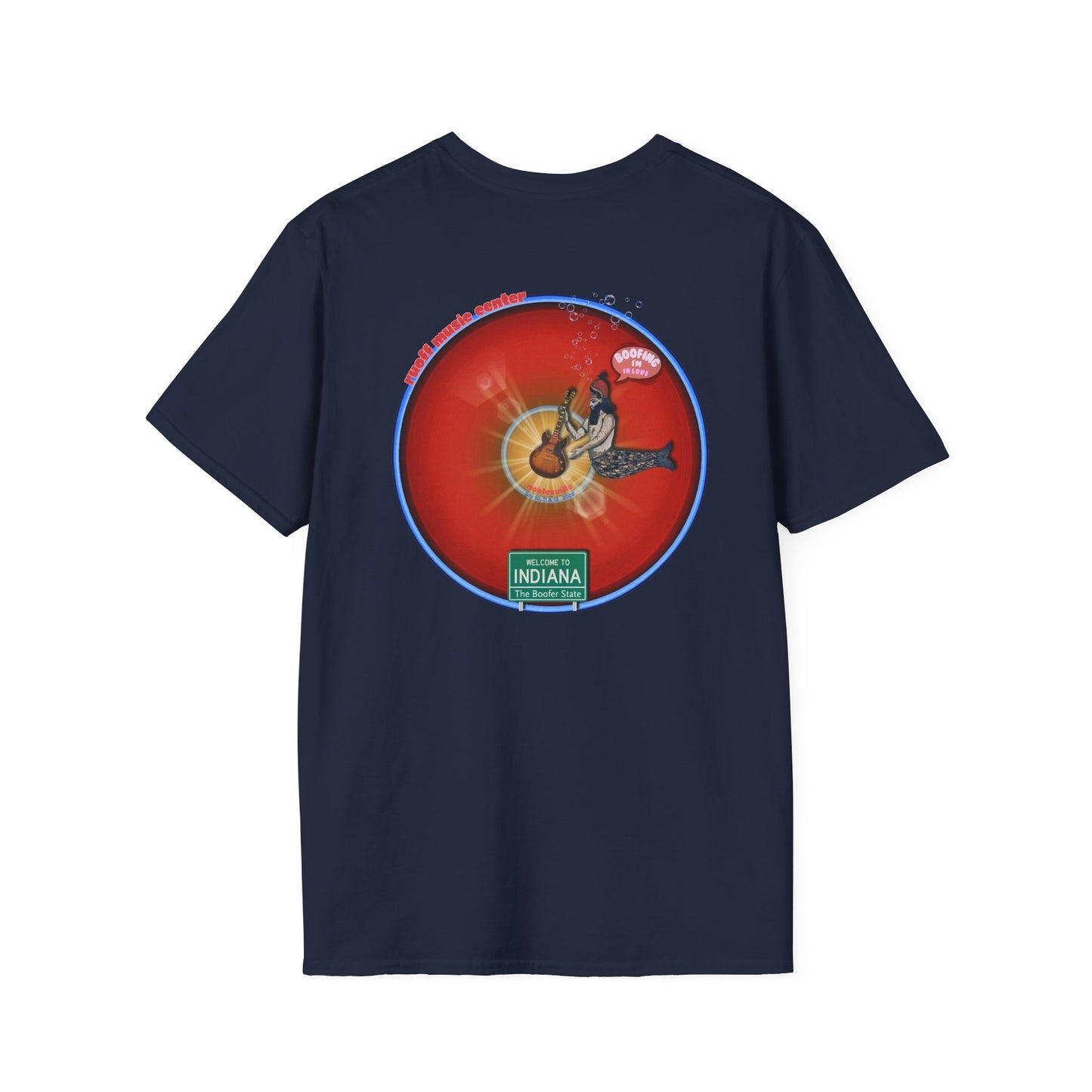 Classic Donut Tee - Unisex Soft-Style - "Indiana is for Boofers" - vivid red/blue plumpy donut - variant 1 - w/toppings