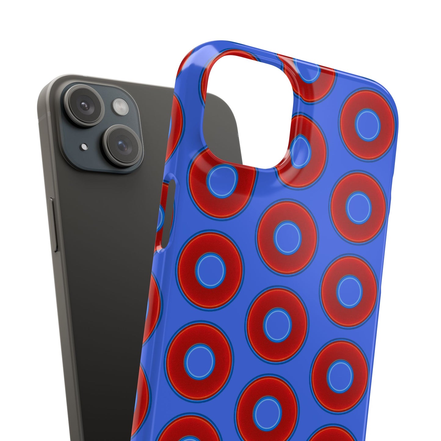 Lumpy Donut Snap Case - red vivid donut print w/royal blue background