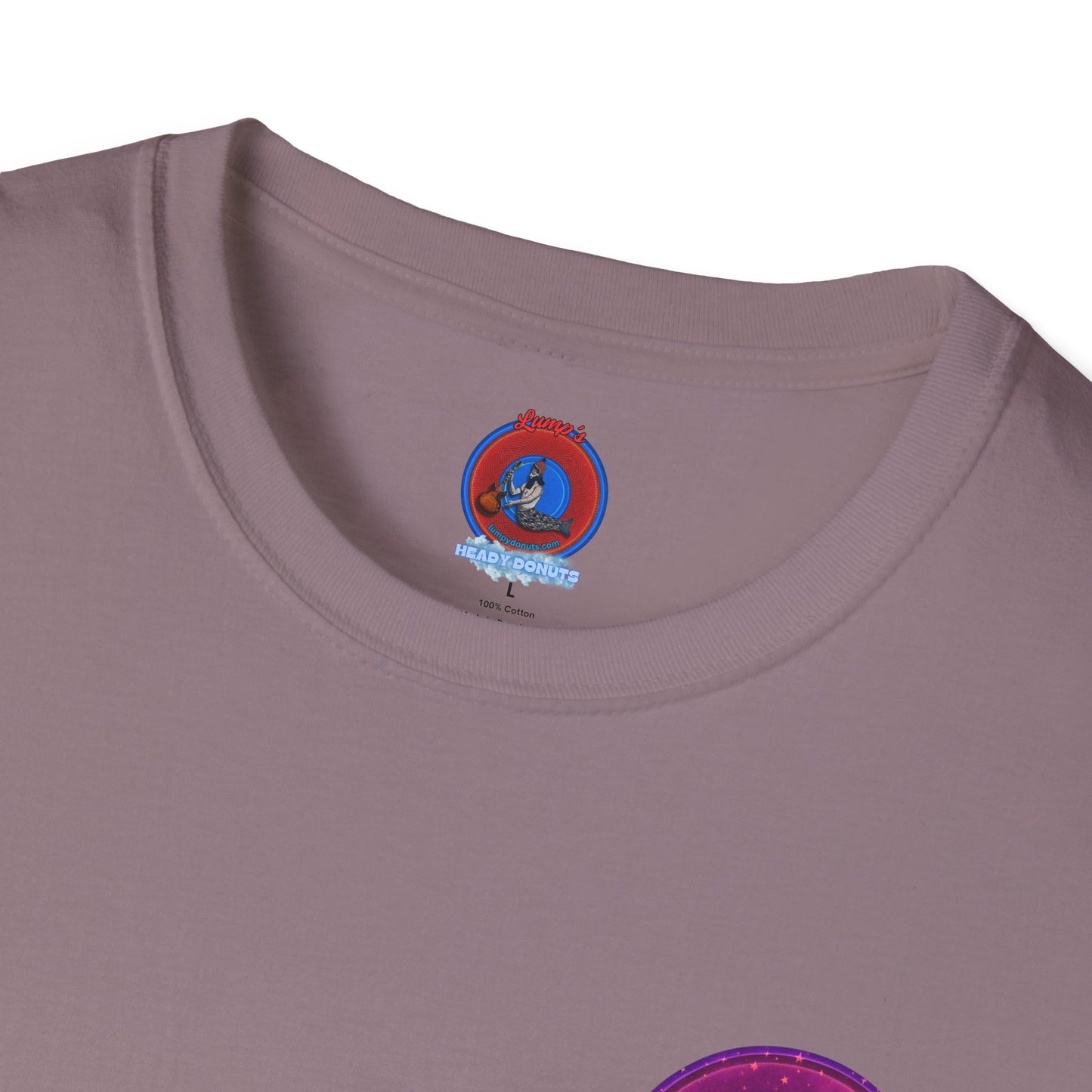 Classic Donut Tee - Unisex Soft-Style - "Conjurers of Donuts" - series 1.0  - magenta/purple donut