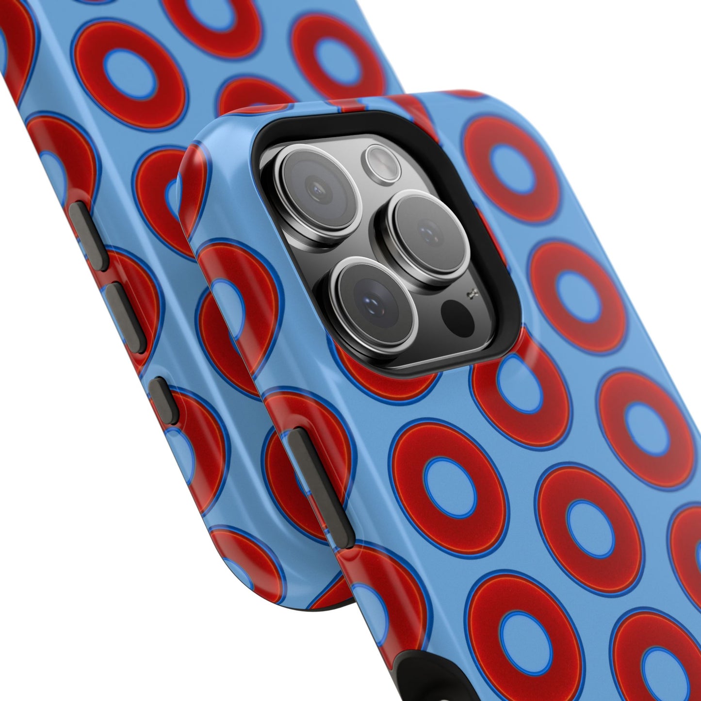 Impact-Resistant Lumpy Donut Case - red vivid donut print w/light blue background