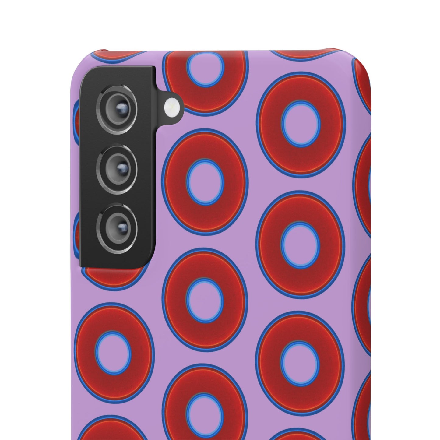 Lumpy Donut Snap Case - red vivid donut print w/wisteria purple background