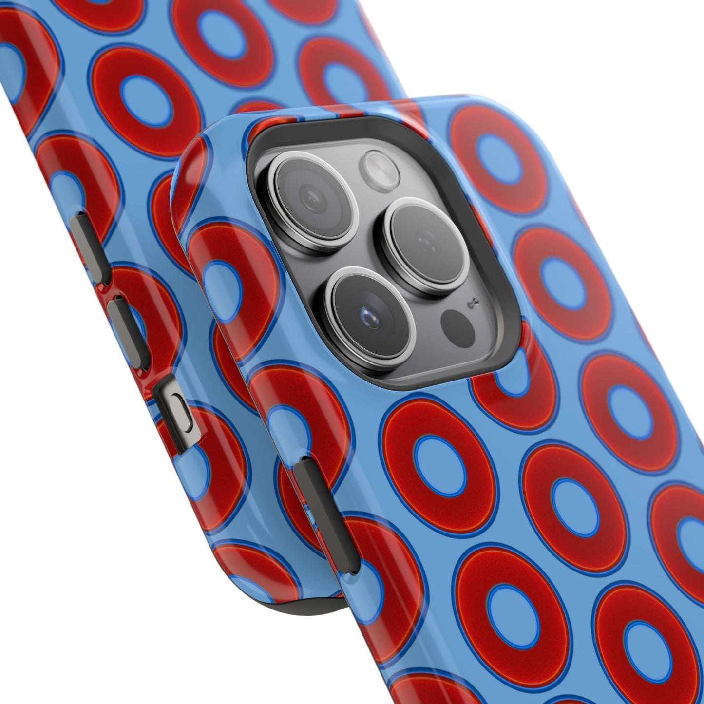 Magnetic Tough Donut Case - red vivid donut print w/light blue background