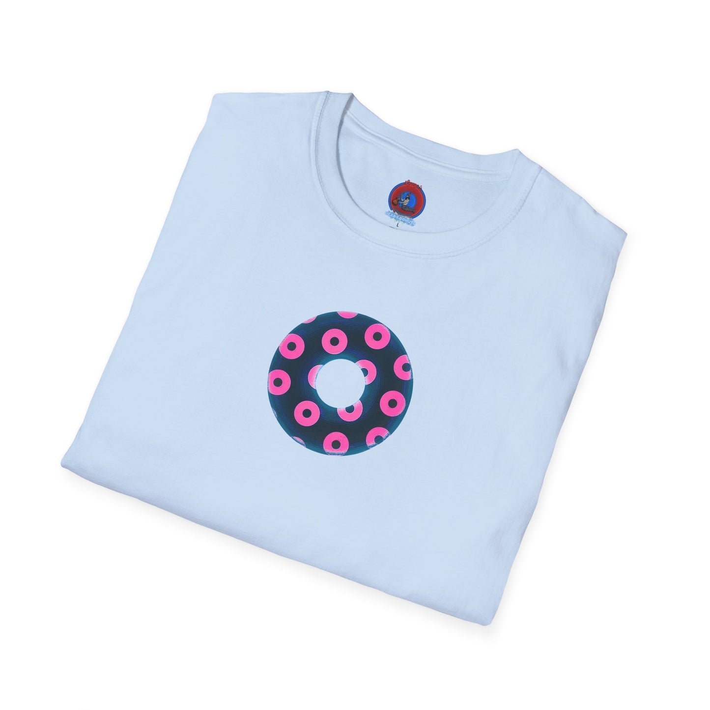 Copy of Plain Donuts/Unisex Soft-Style - "Plain Blimpy Paradoxical Donuts" - dark steel blue/vivid magenta donuts