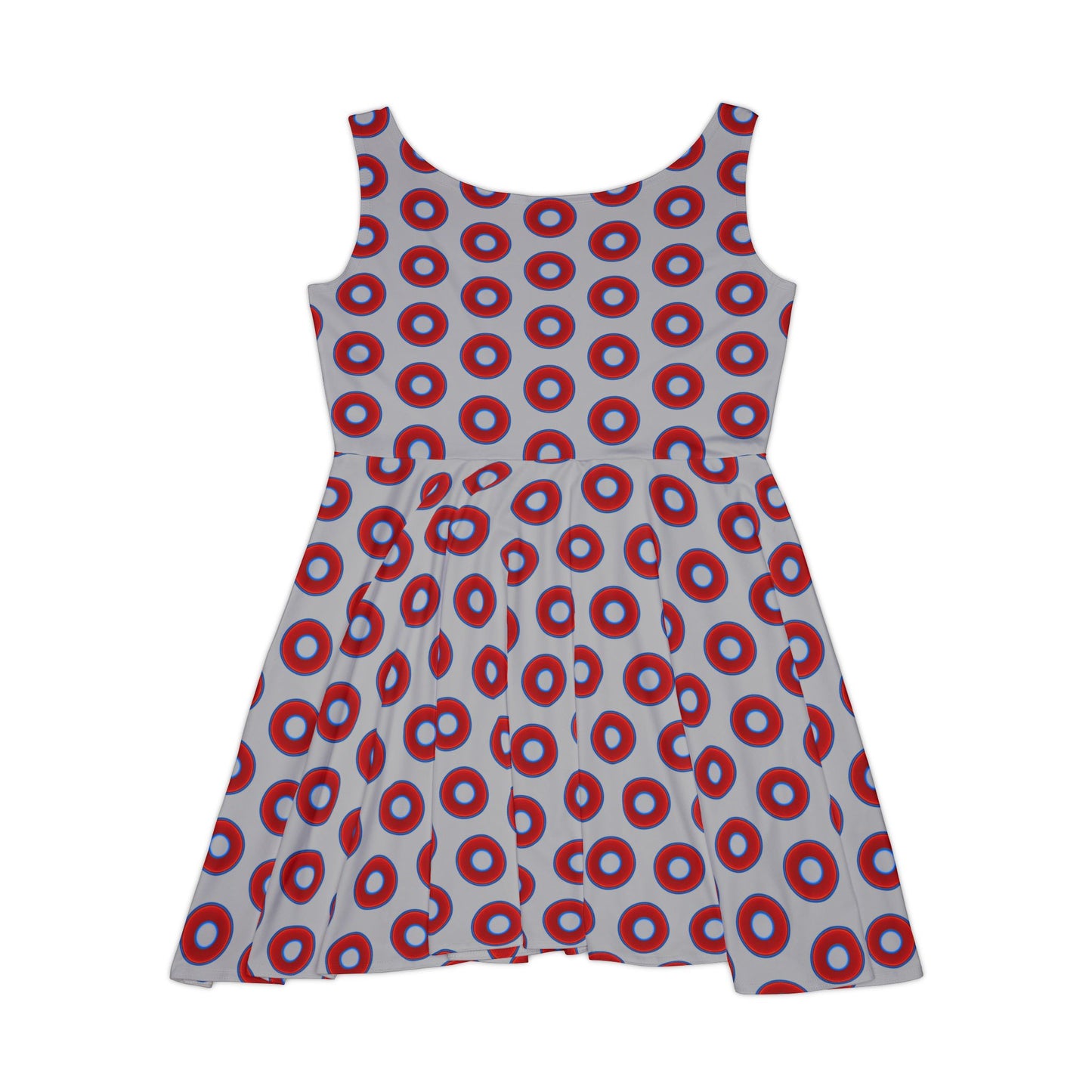 Women's Skater Donut Dress - vivid red donut print w/light gray background