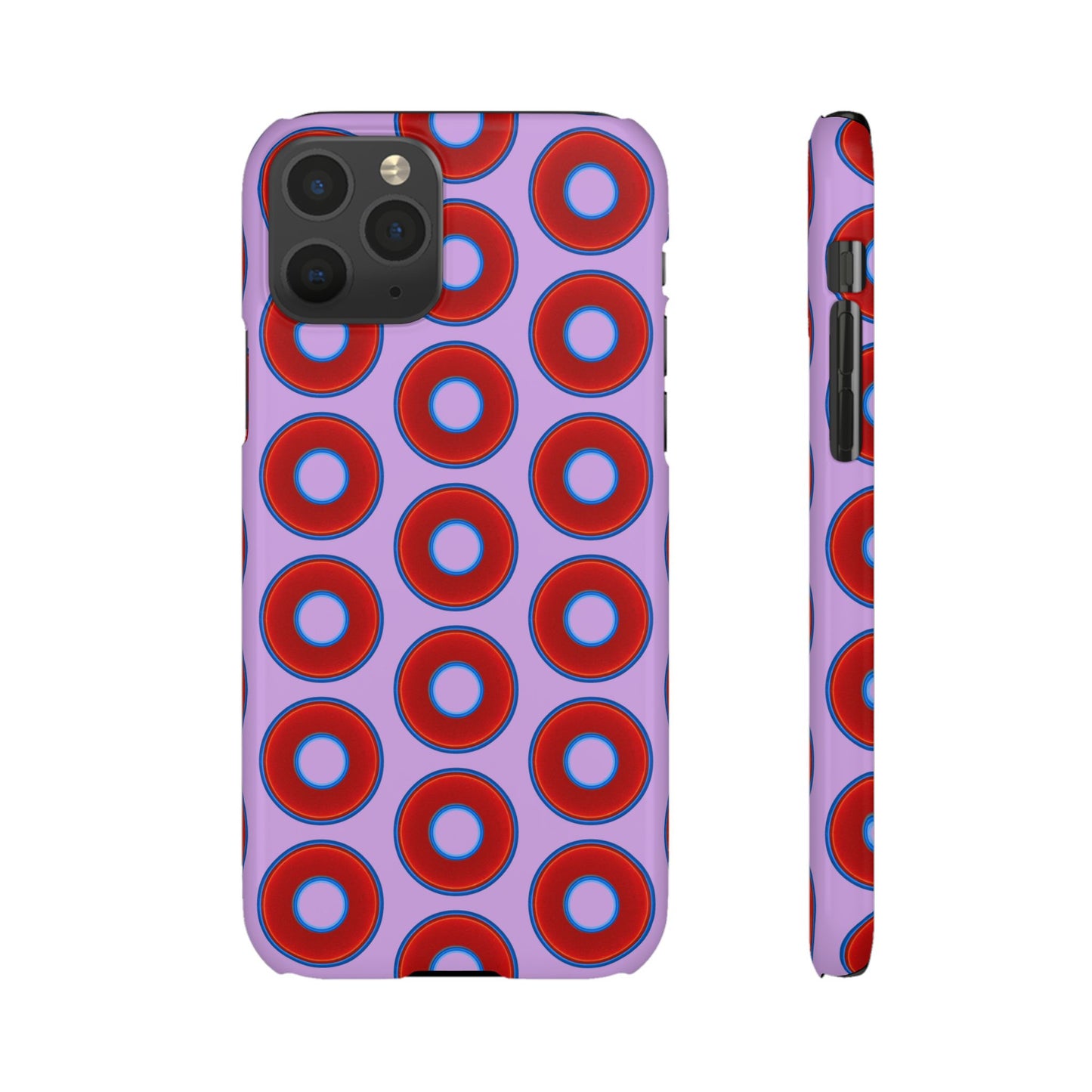 Lumpy Donut Snap Case - red vivid donut print w/wisteria purple background