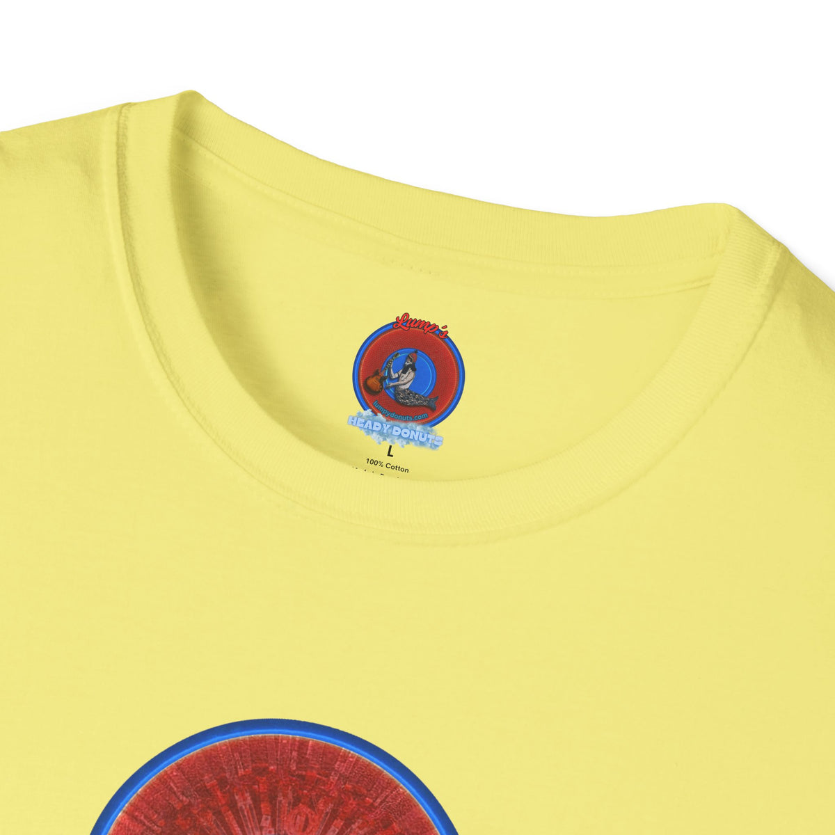 Classic Donut Tee - Unisex Soft-Style - "Graphic Translation Tee Shirt" - vivid red/blue tube donut - variant 1
