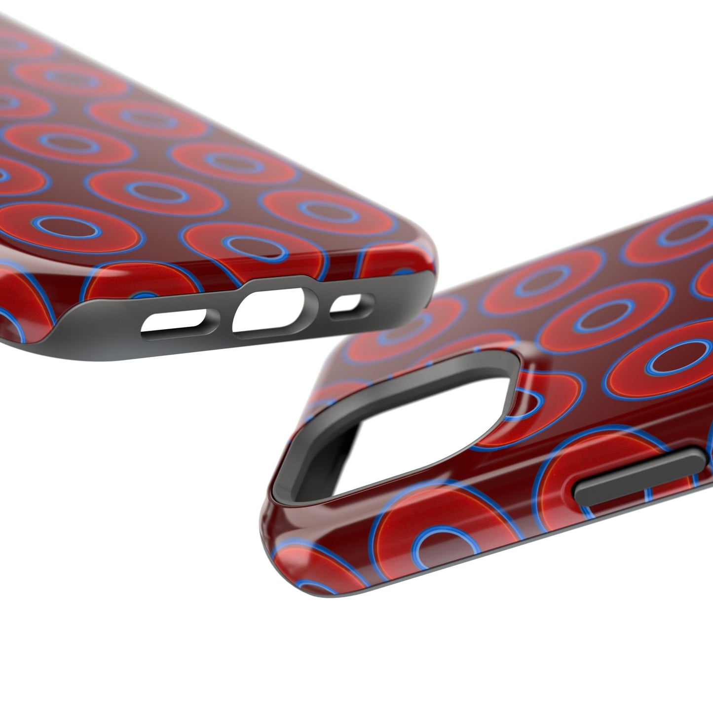 Impact-Resistant Lumpy Donut Case - red vivid donut print w/dark red background