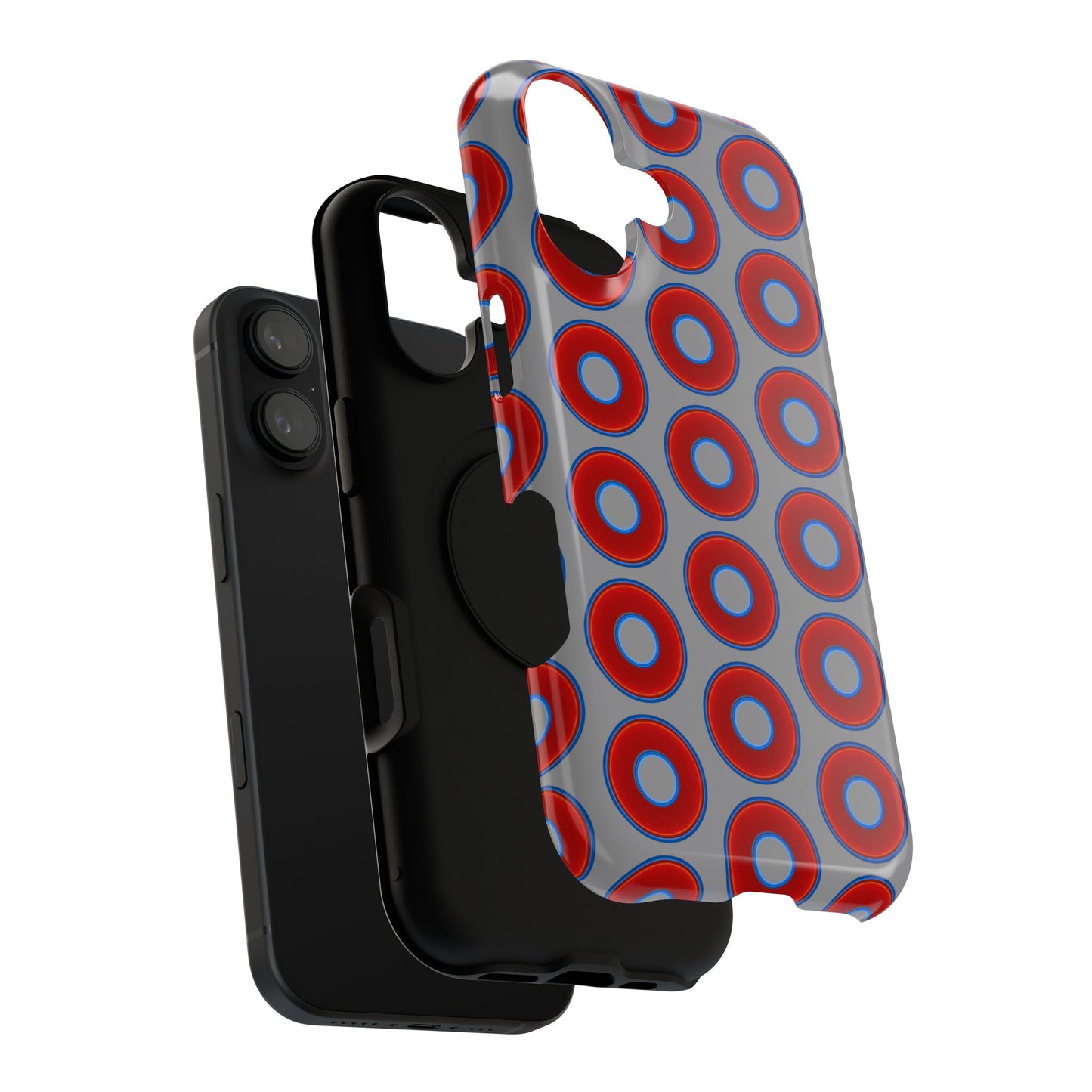 Impact-Resistant Lumpy Donut Case - red vivid donut print w/gray background