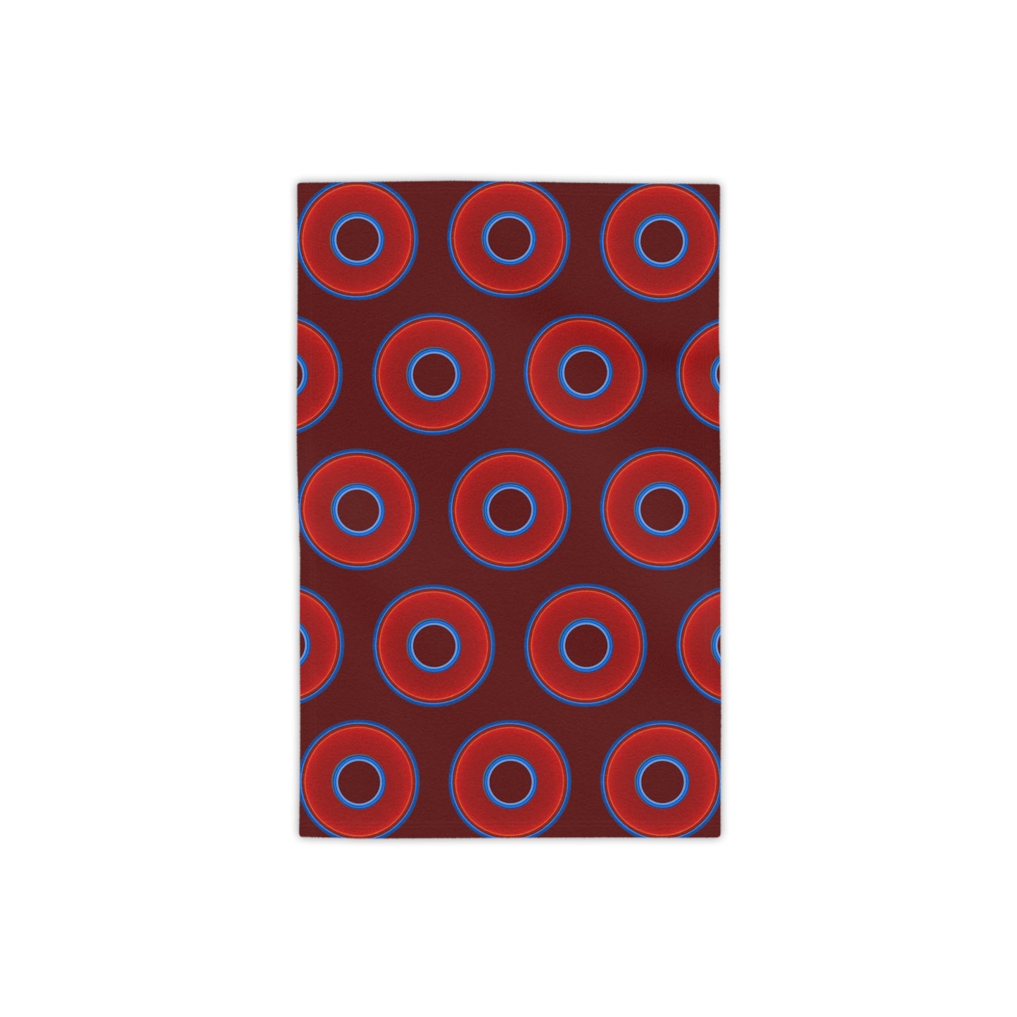 Lumpy Donut Towels - vivid red donuts w/dark red background