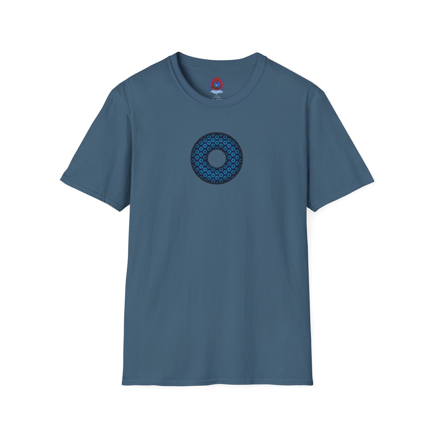 Plain Donuts/Unisex Soft-Style - "Plain Paradoxical Grided Donuts" - teal/dark blue donuts