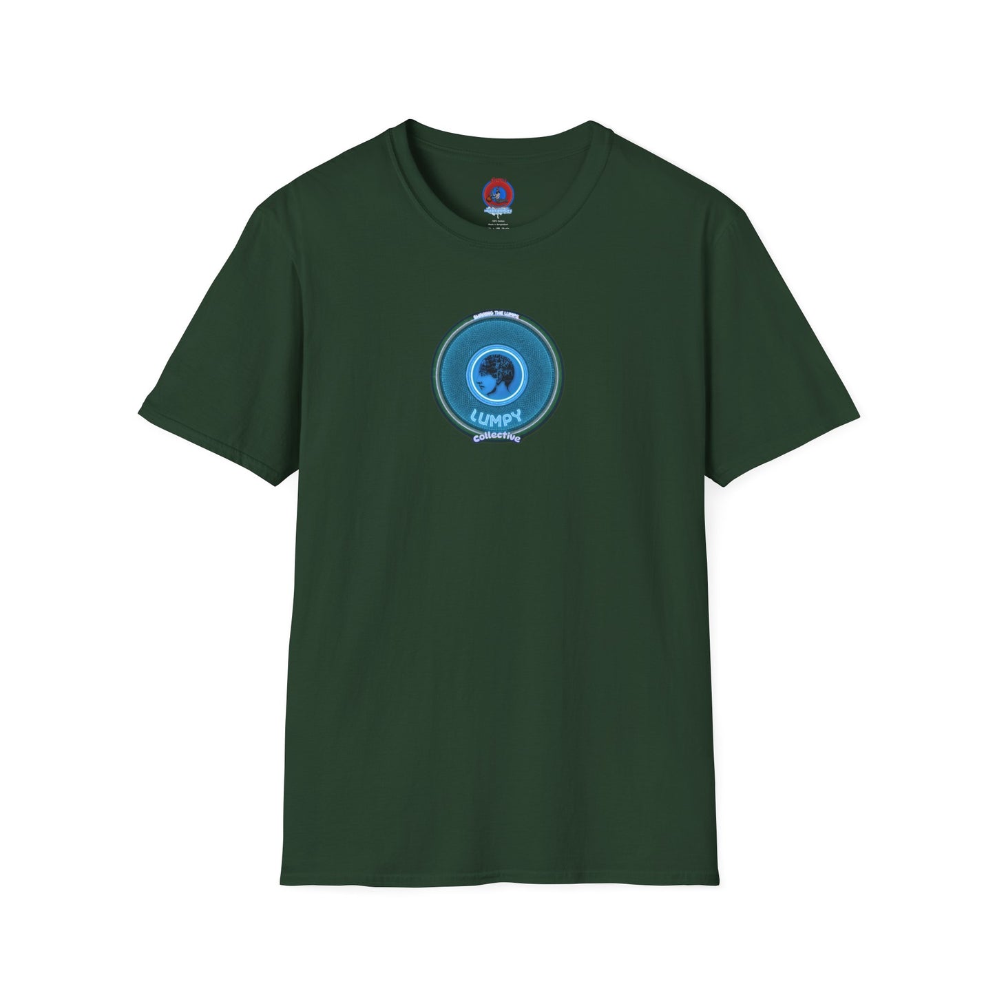 Classic Donut Tee - Unisex Soft-Style - "Lumpy Collective Donut" - aquamarine blue/green lumpy donut - variant 3
