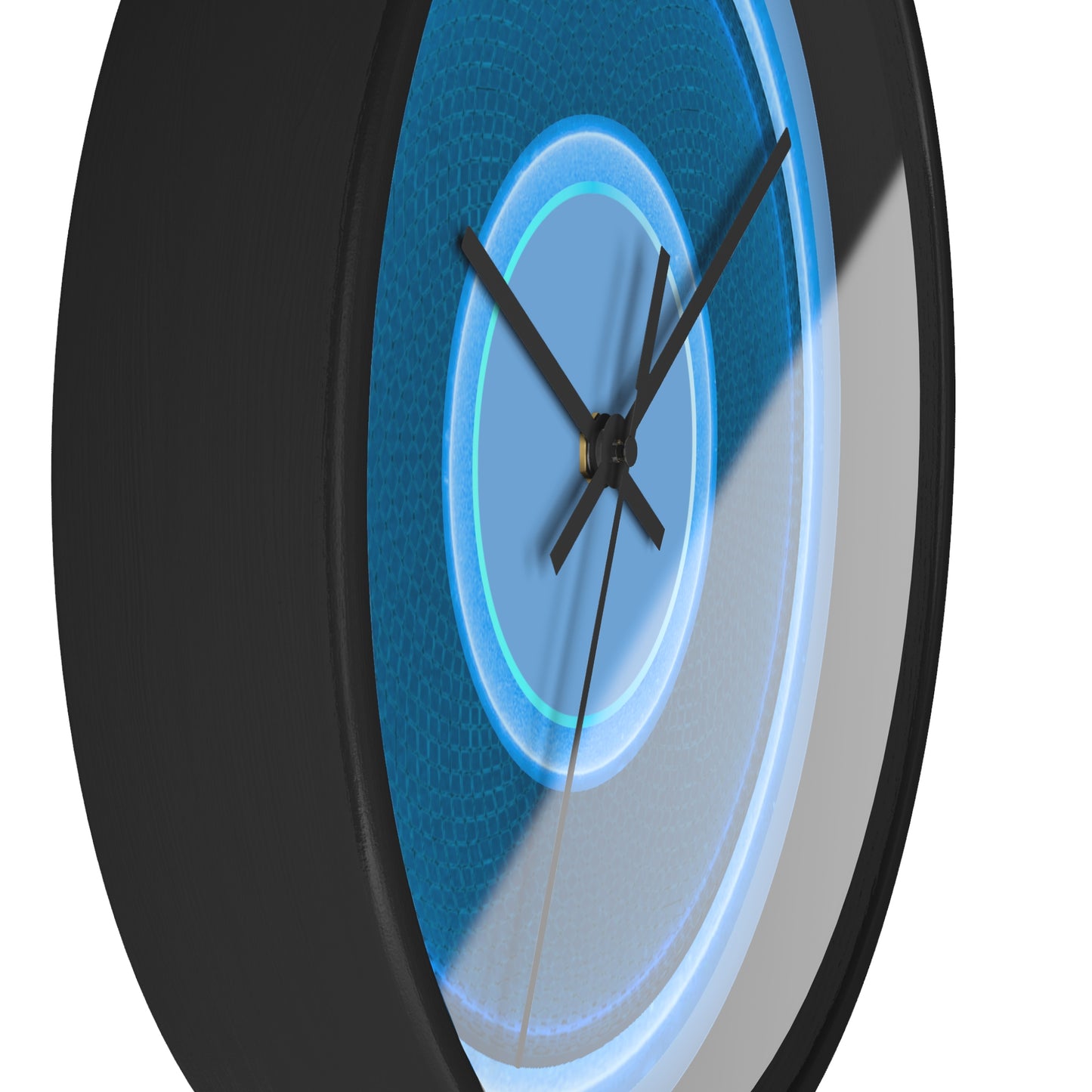 Lumpy Wall Clock - blue rustic donut w/light blue edging - variant 3 w/light blue background