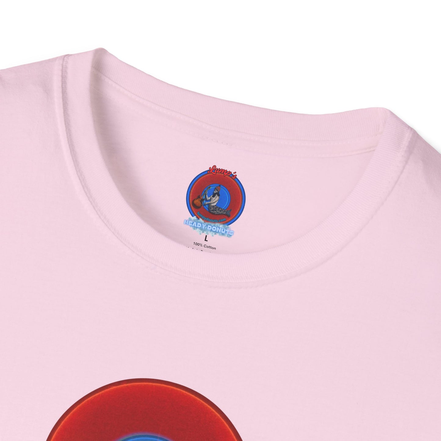 Classic Donut Tee - Unisex Soft-Style - "Golgi Donuts" - vivid red donut - variant 1