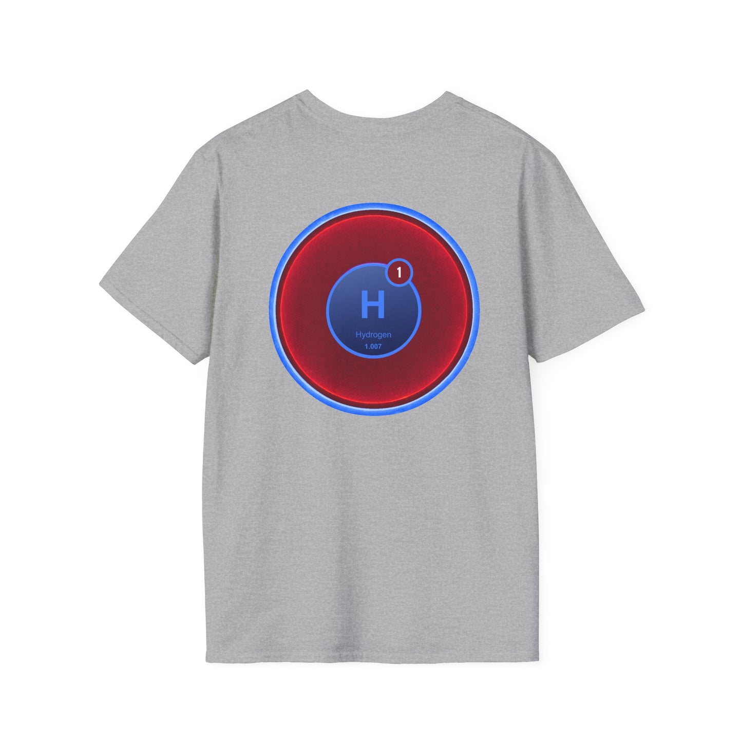 Classic Donut Tee - Unisex Soft-Style - "I am 10% Hydrogen Tee" - vivid red/light blue donut